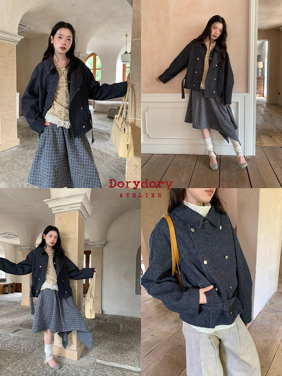 Dorydory Solid Color Double Breasted Linen Cotton Women&