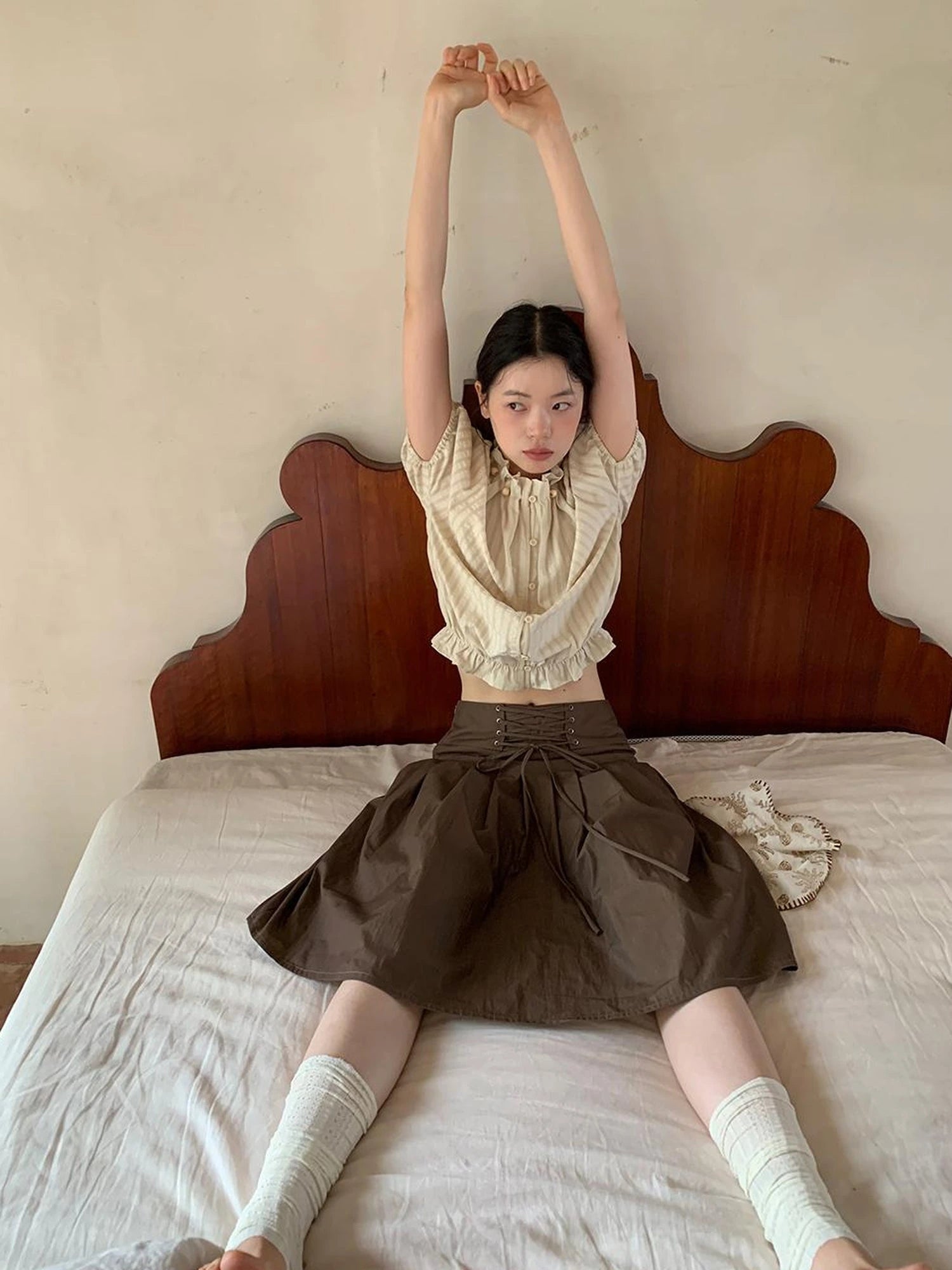 Striped Floral Bloom Short Sleeve Blouse