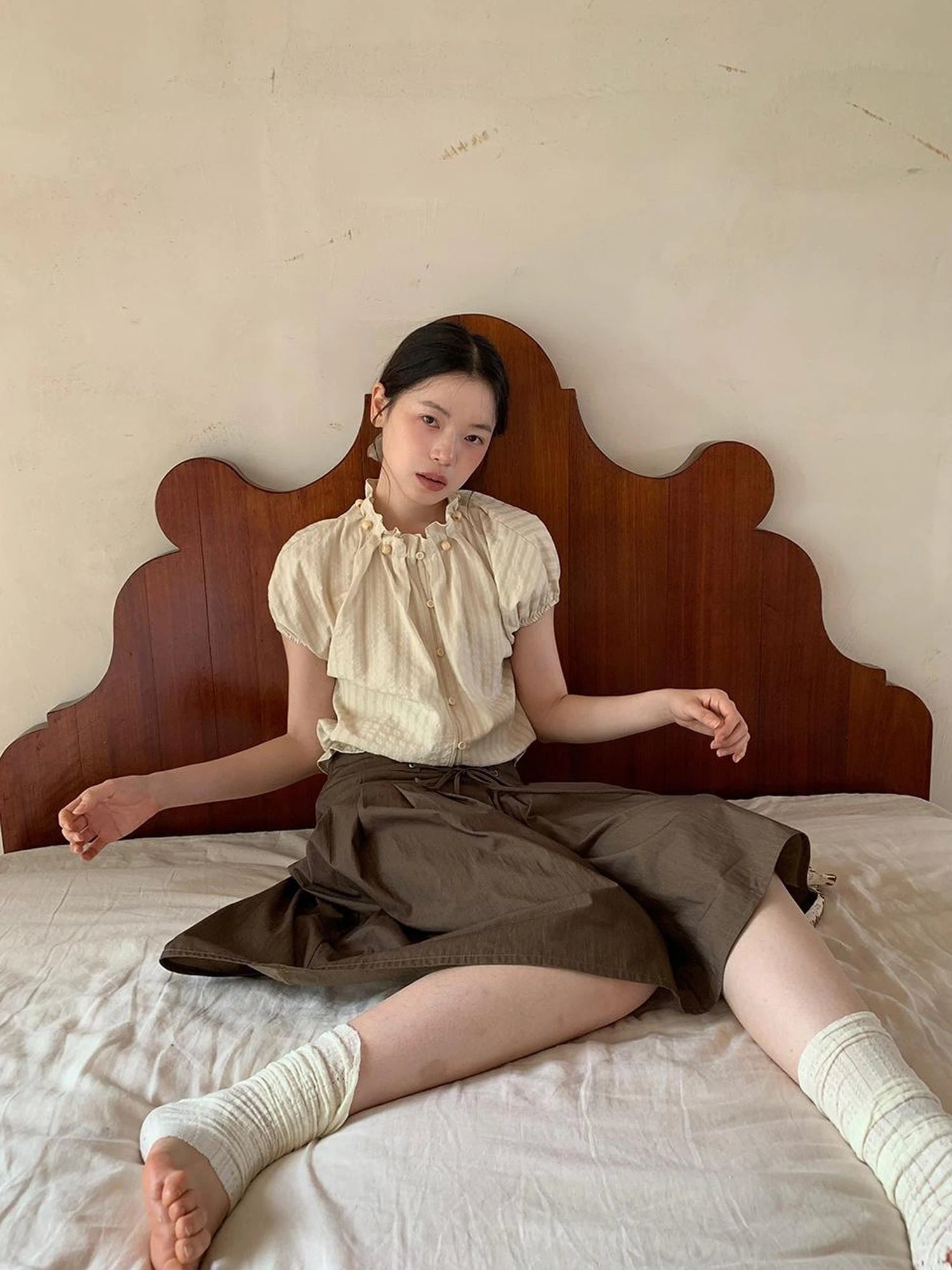 Striped Floral Bloom Short Sleeve Blouse