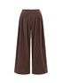 Tencel Cotton Wide Leg Trousers With Tuck Pleats