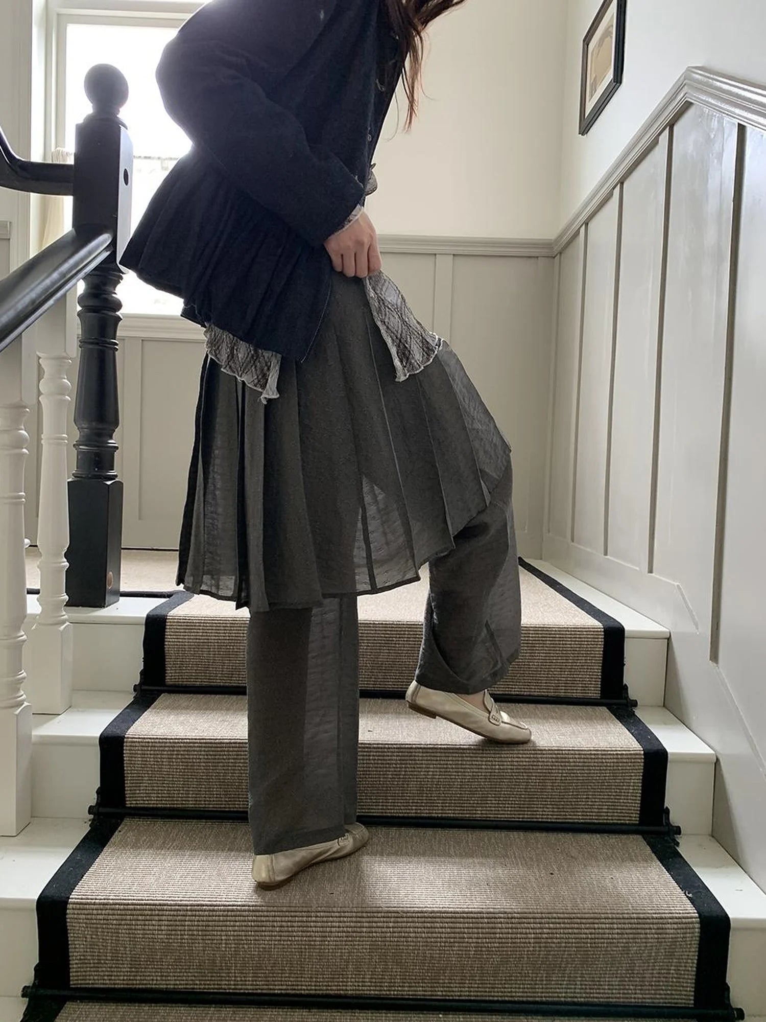 Tencel Linen Blend Wide Leg Palazzo Pants With Pleated Hem