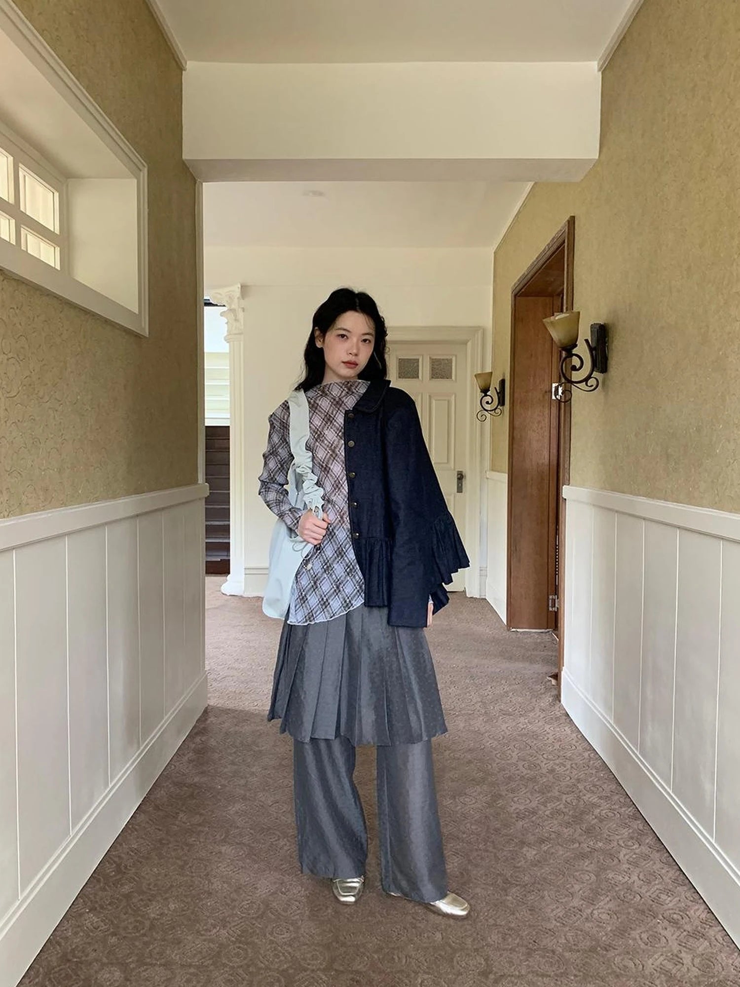 Tencel Linen Blend Wide Leg Palazzo Pants With Pleated Hem