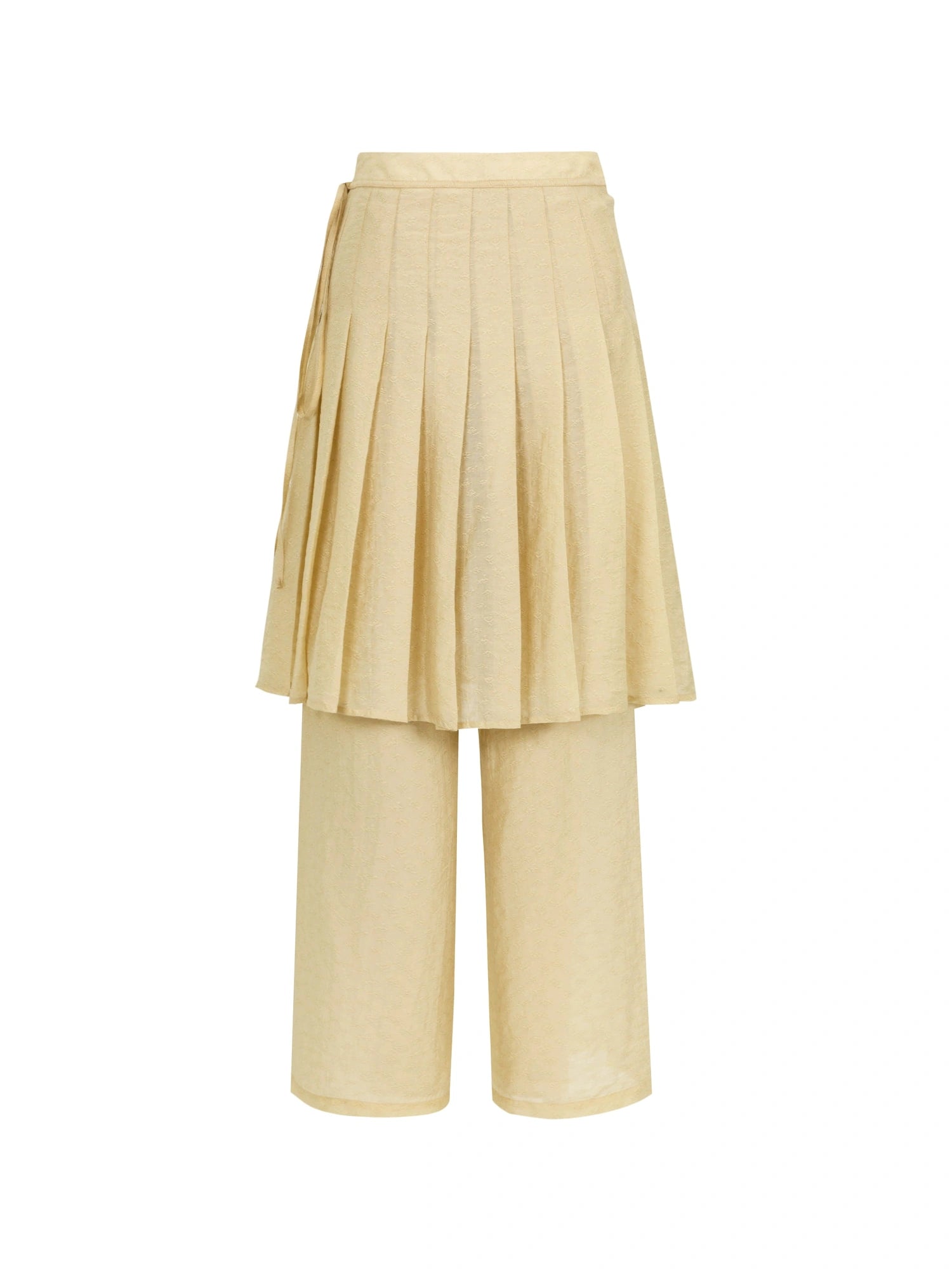 Tencel Linen Blend Wide Leg Palazzo Pants With Pleated Hem