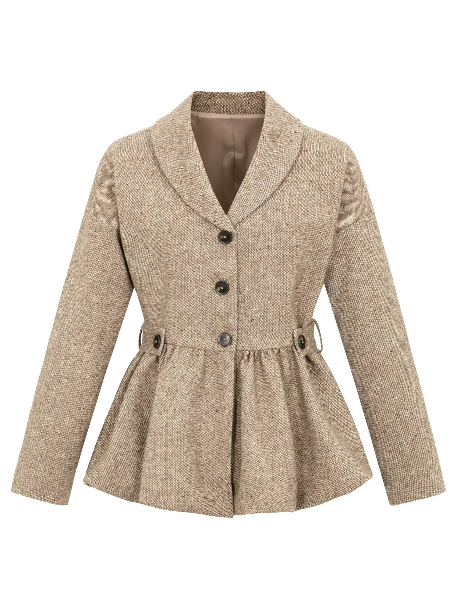 Textured Boucle Blazer With Waist Tie