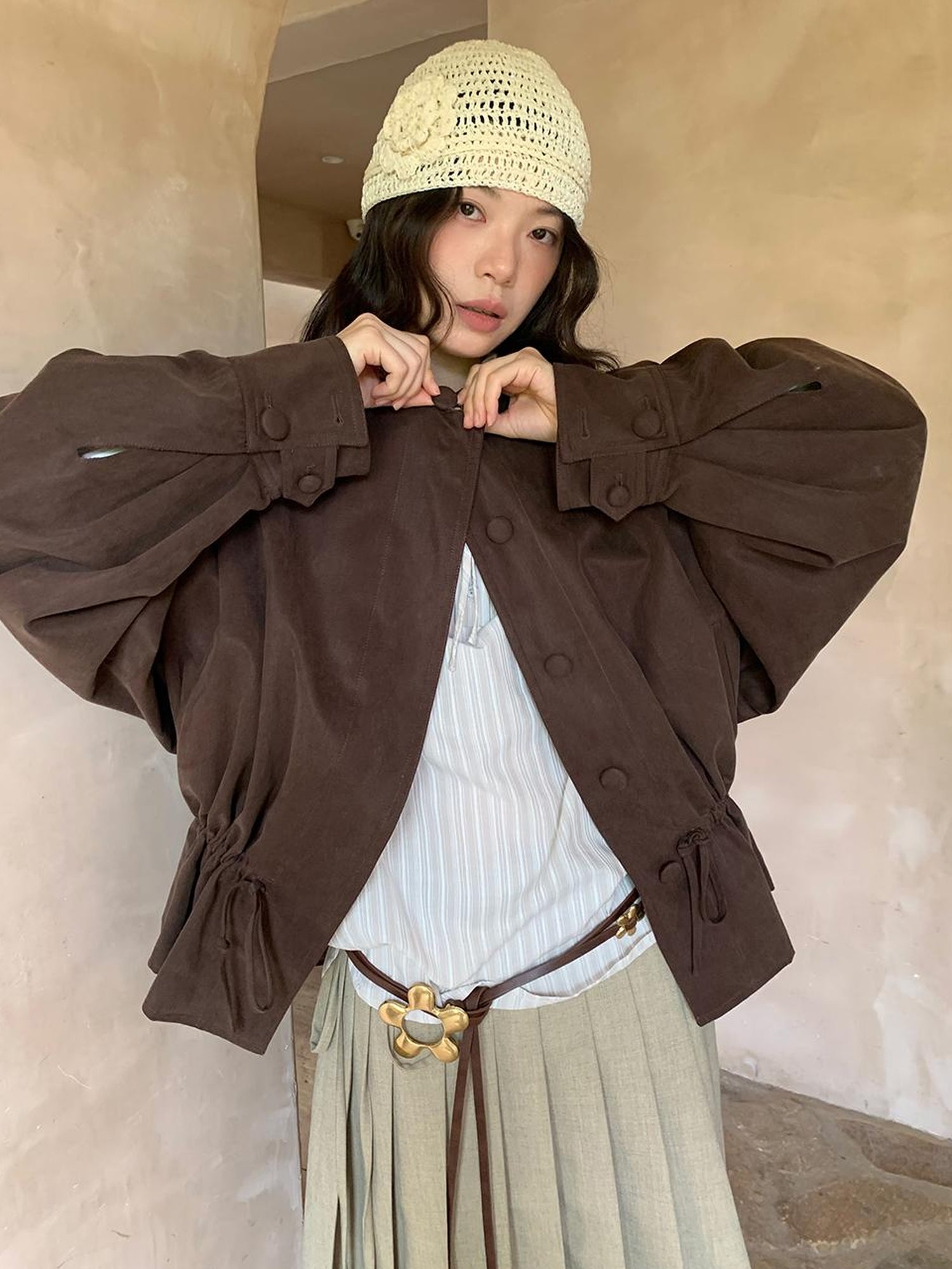 Dorydory Textured Hem Short Trench Coat
