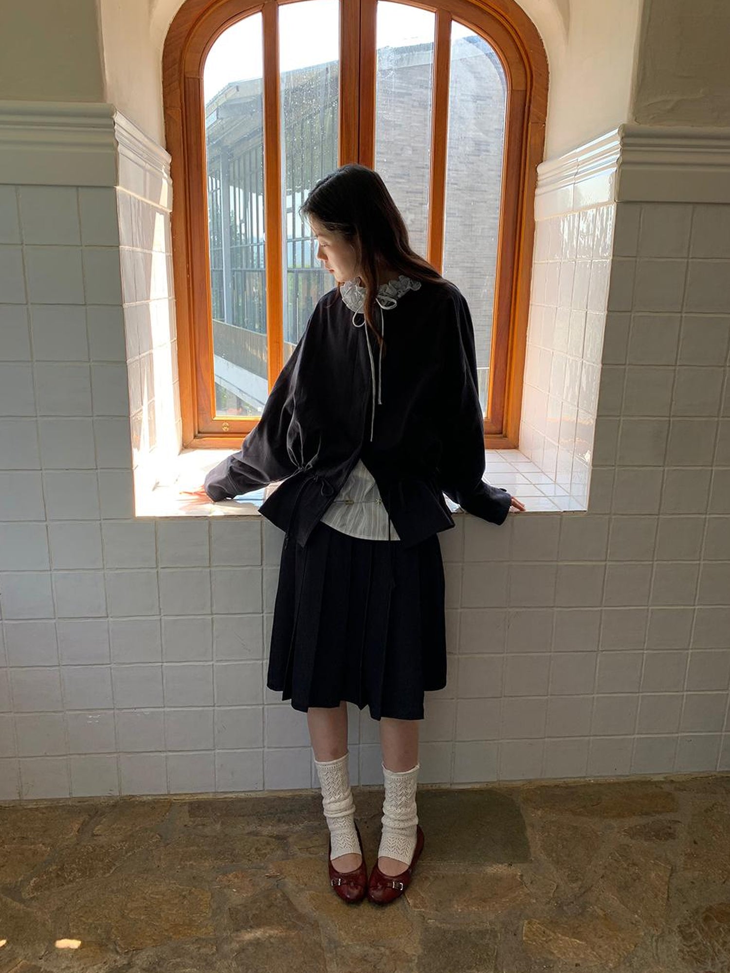 Dorydory Textured Hem Short Trench Coat