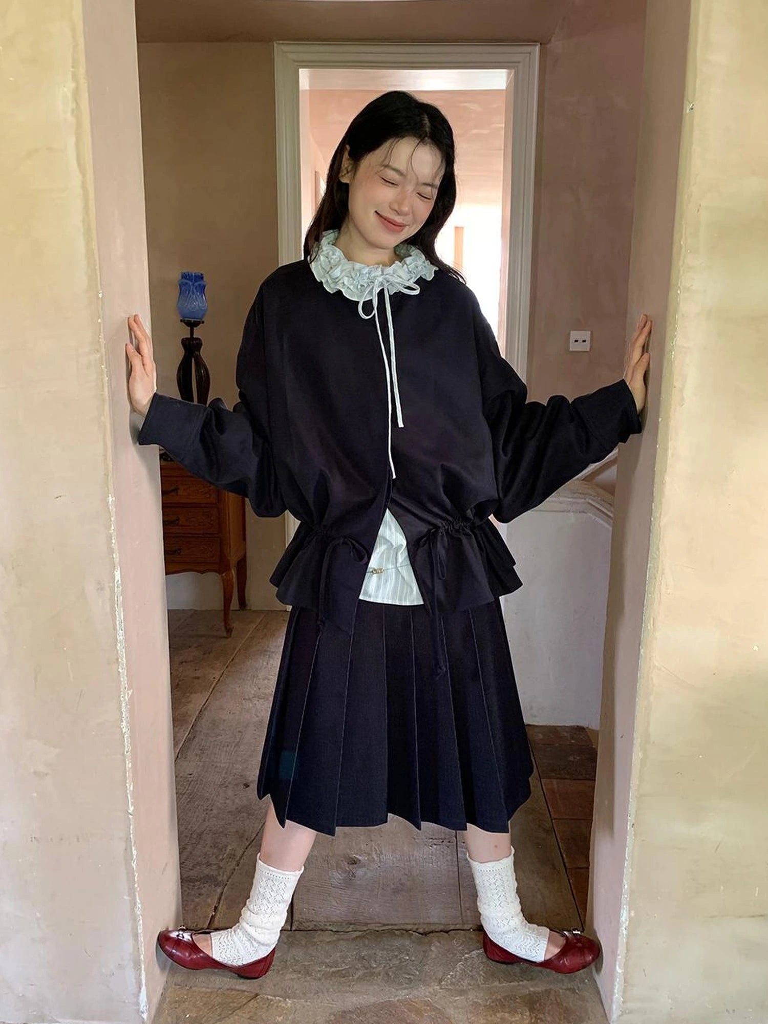 Textured Hem Short Trench Coat