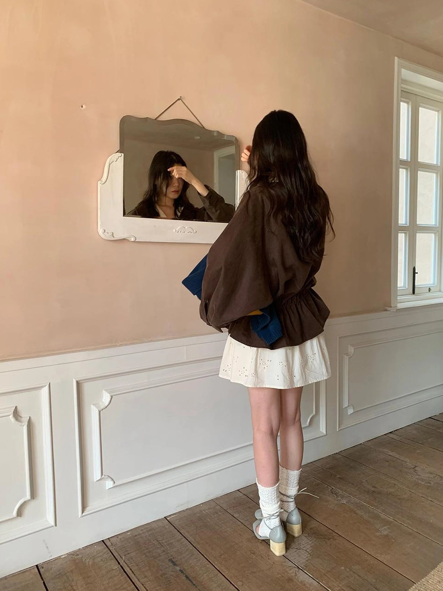 Textured Hem Short Trench Coat