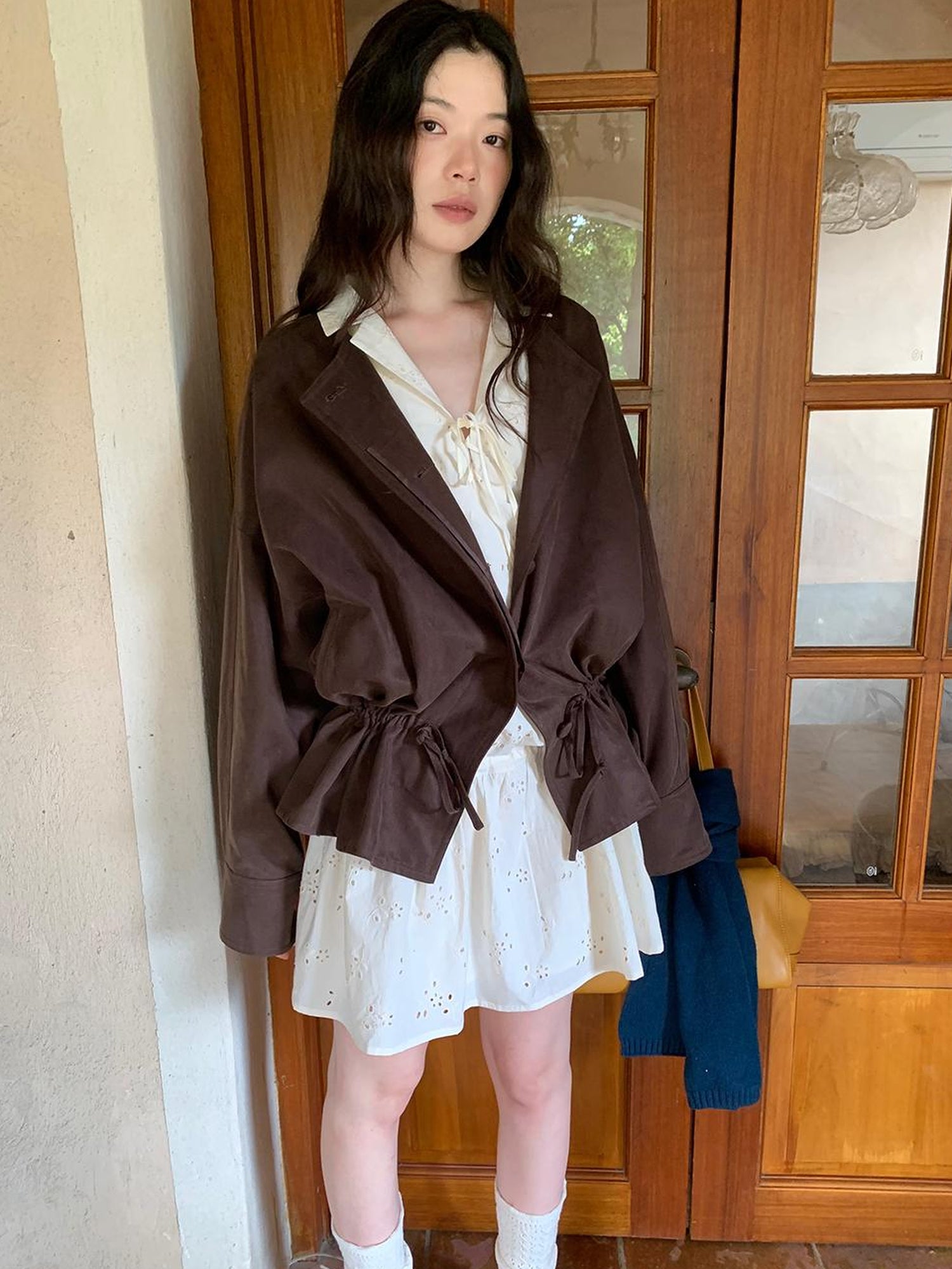Dorydory Textured Hem Short Trench Coat