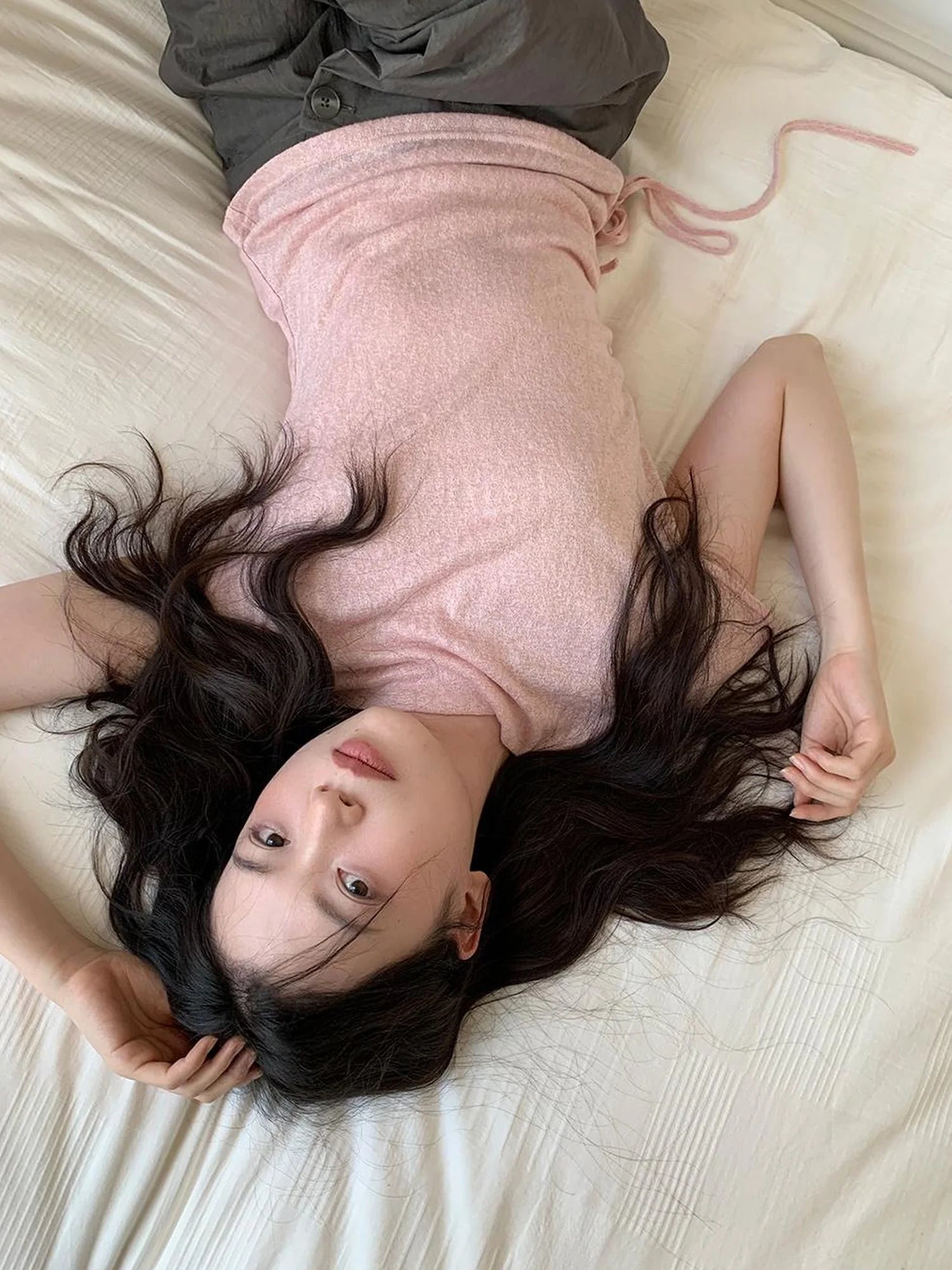 Textured Shoulder Drawstring Tee