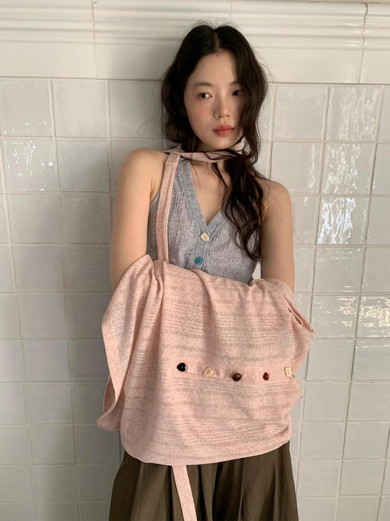 V-Neck Striped Textured Camisole Top