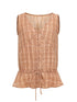 V-neck Checkered Faded Vest With Drawstring Hem