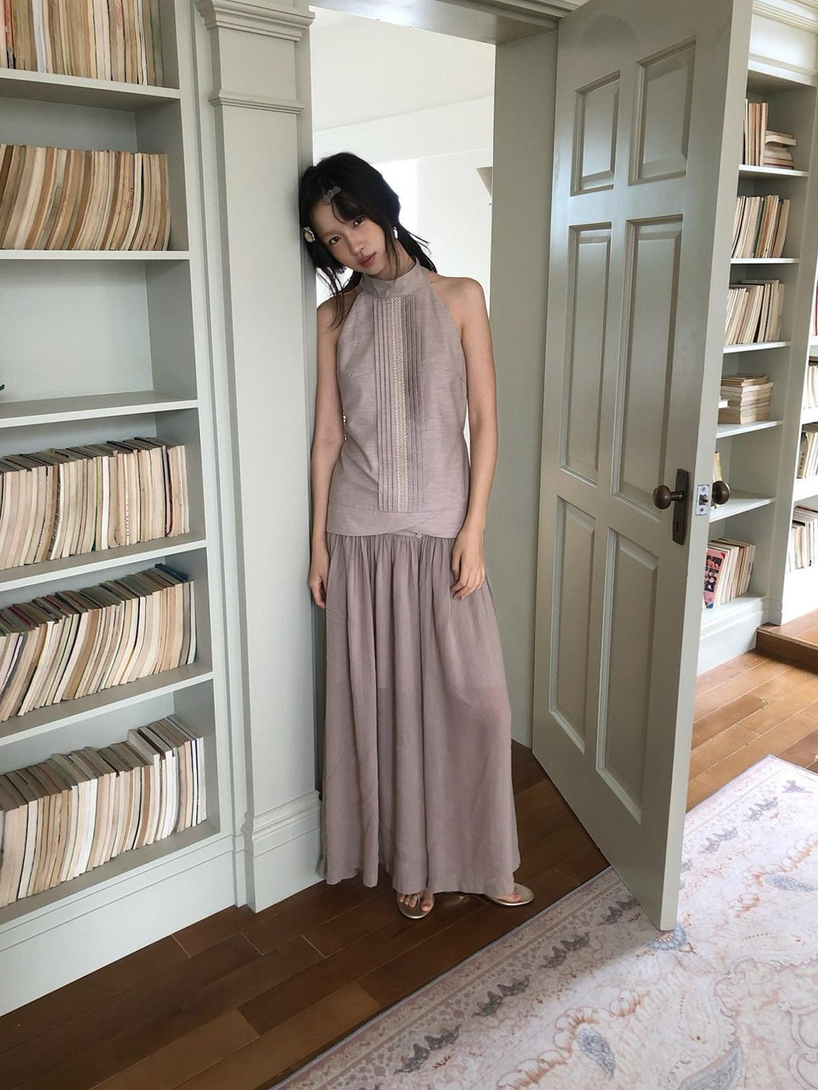 Dorydory Vintage A Line Draped Wide Leg Slimming Solid Women&