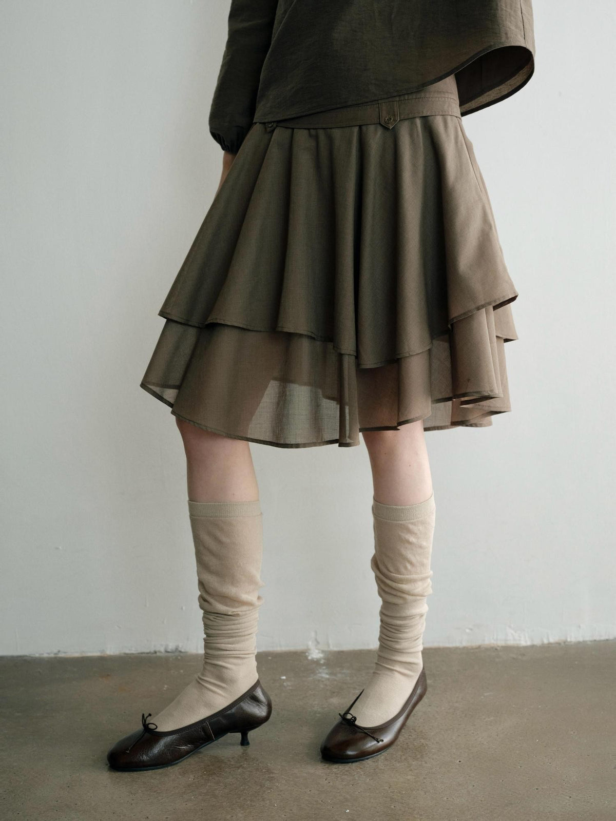 Dorydory Vintage Asymmetric Ruffle Patchwork High Waist A Line Women&