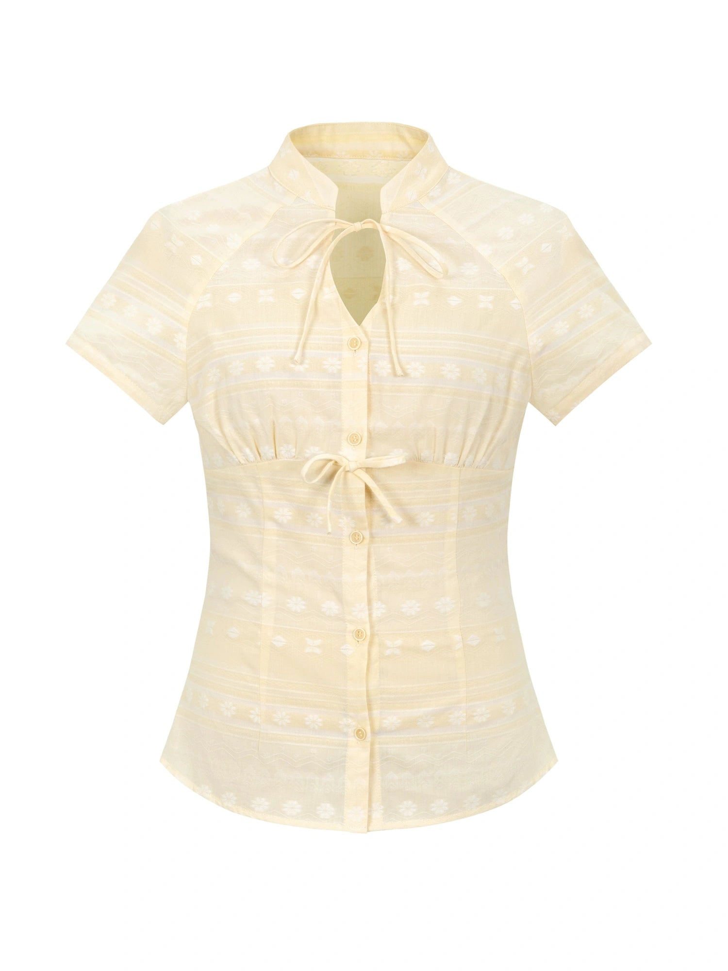 Vintage Bow Tie Front Cotton Blouse