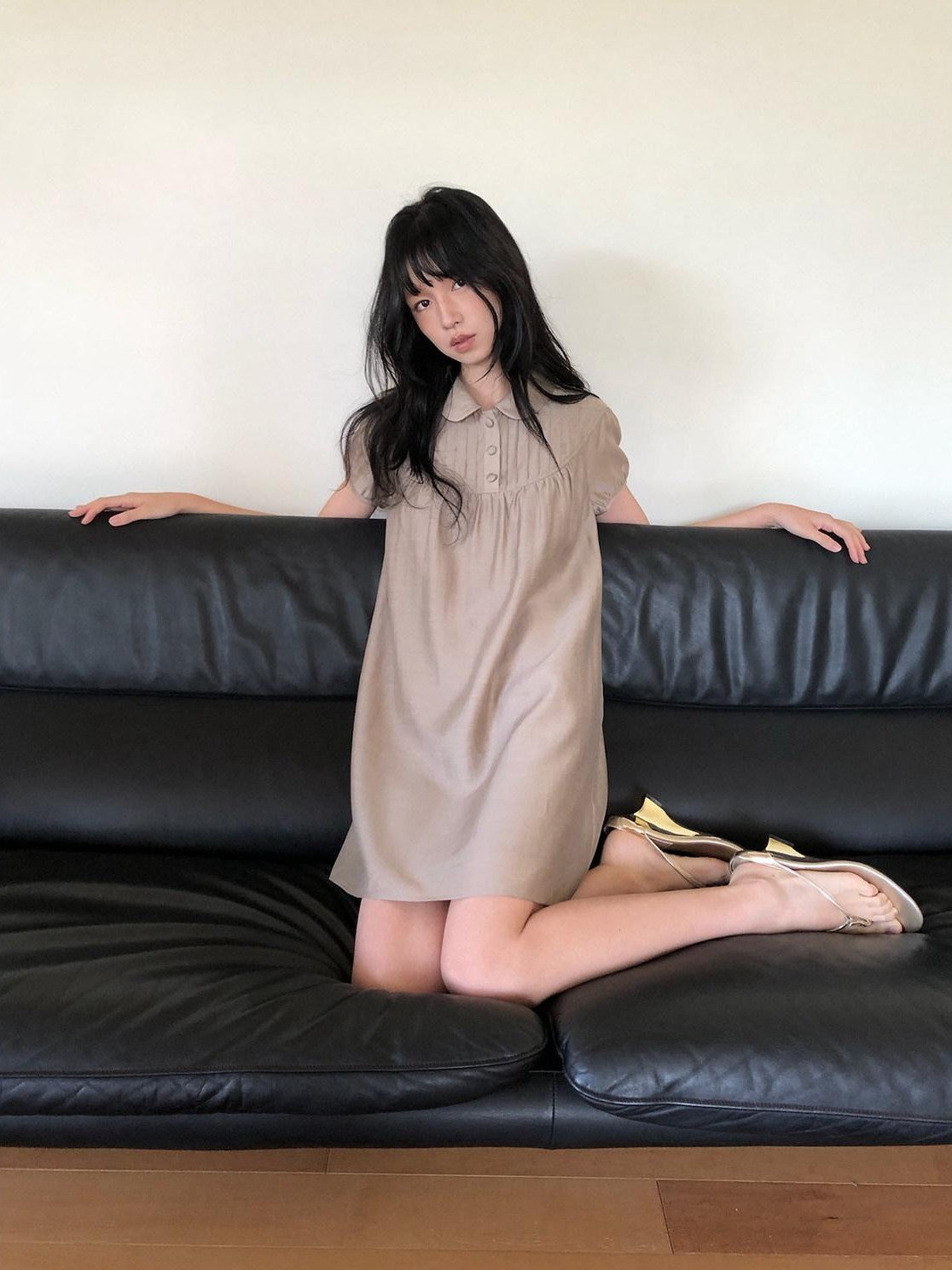 Dorydory Vintage Doll Collar Puff Sleeve Shirtdress Women&