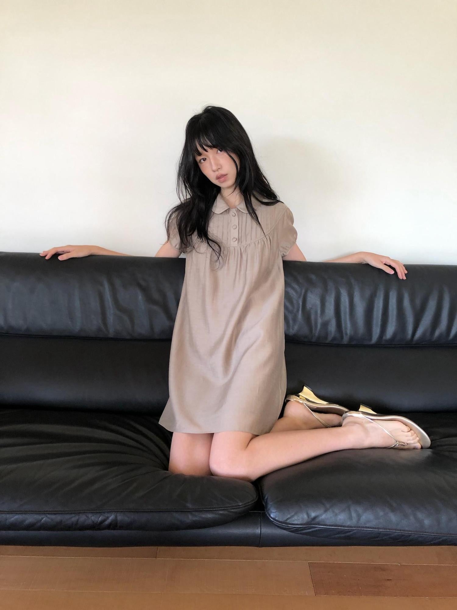 Dorydory Vintage Doll Collar Puff Sleeve Shirtdress Women&