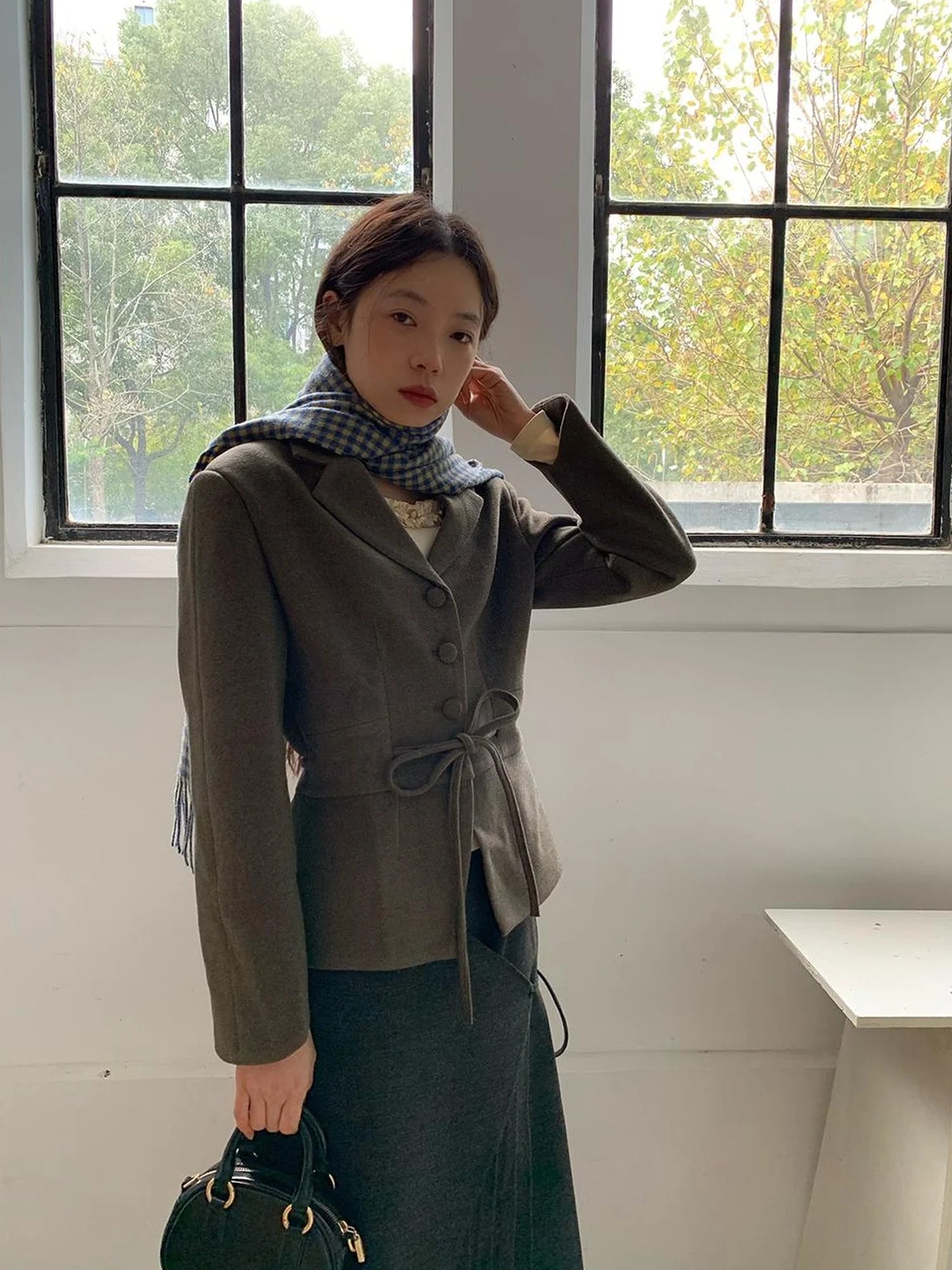 Vintage Dory Dory Lace Up Waist Cropped Blazer