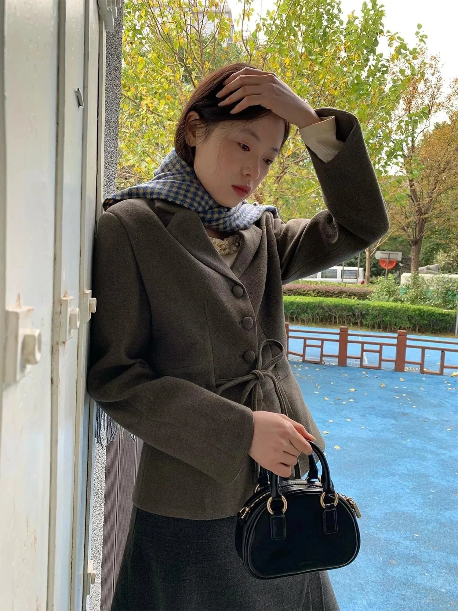 Vintage Dory Dory Lace Up Waist Cropped Blazer