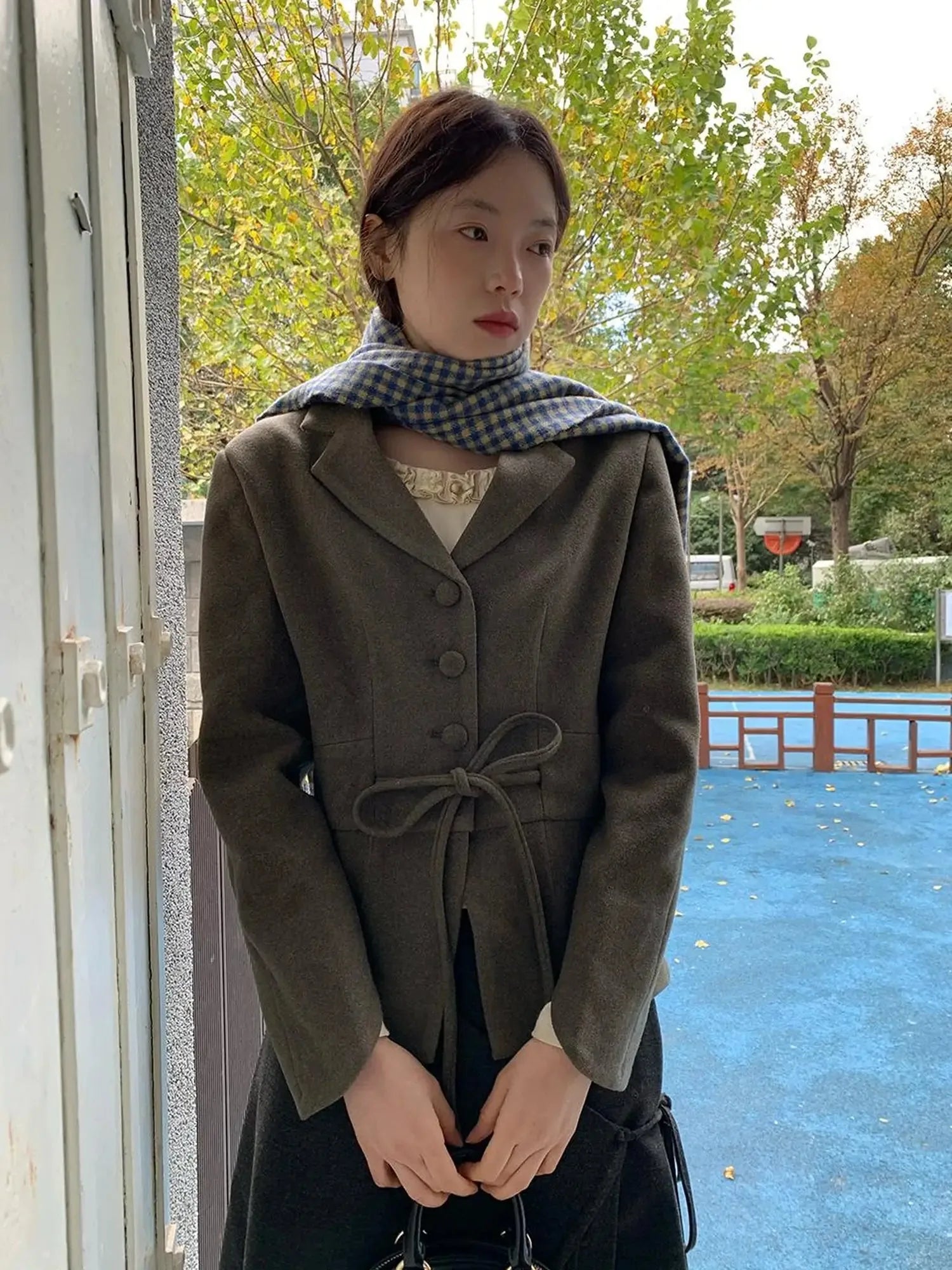 Vintage Dory Dory Lace Up Waist Cropped Blazer