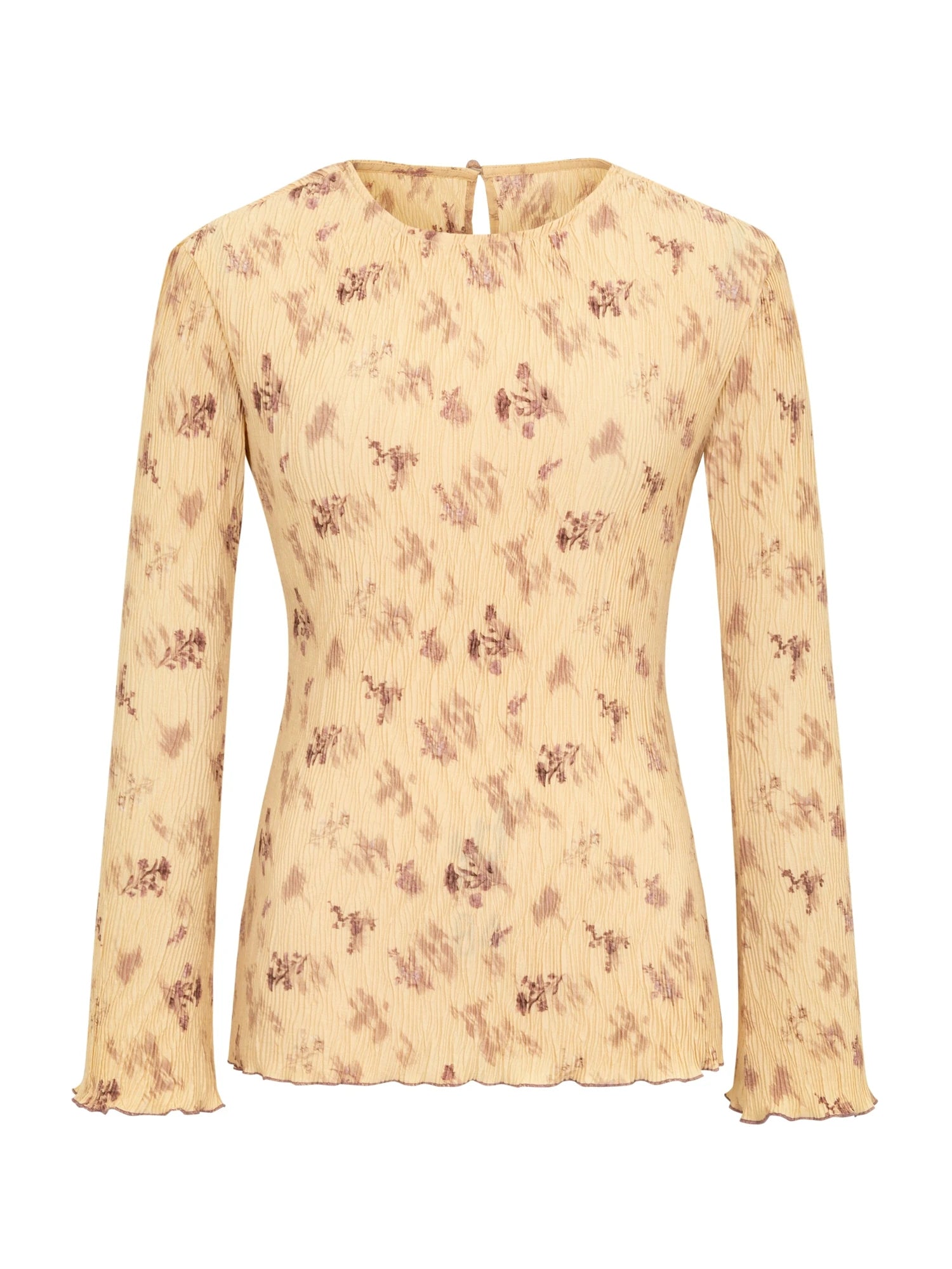 Vintage Floral Print Textured Blouse