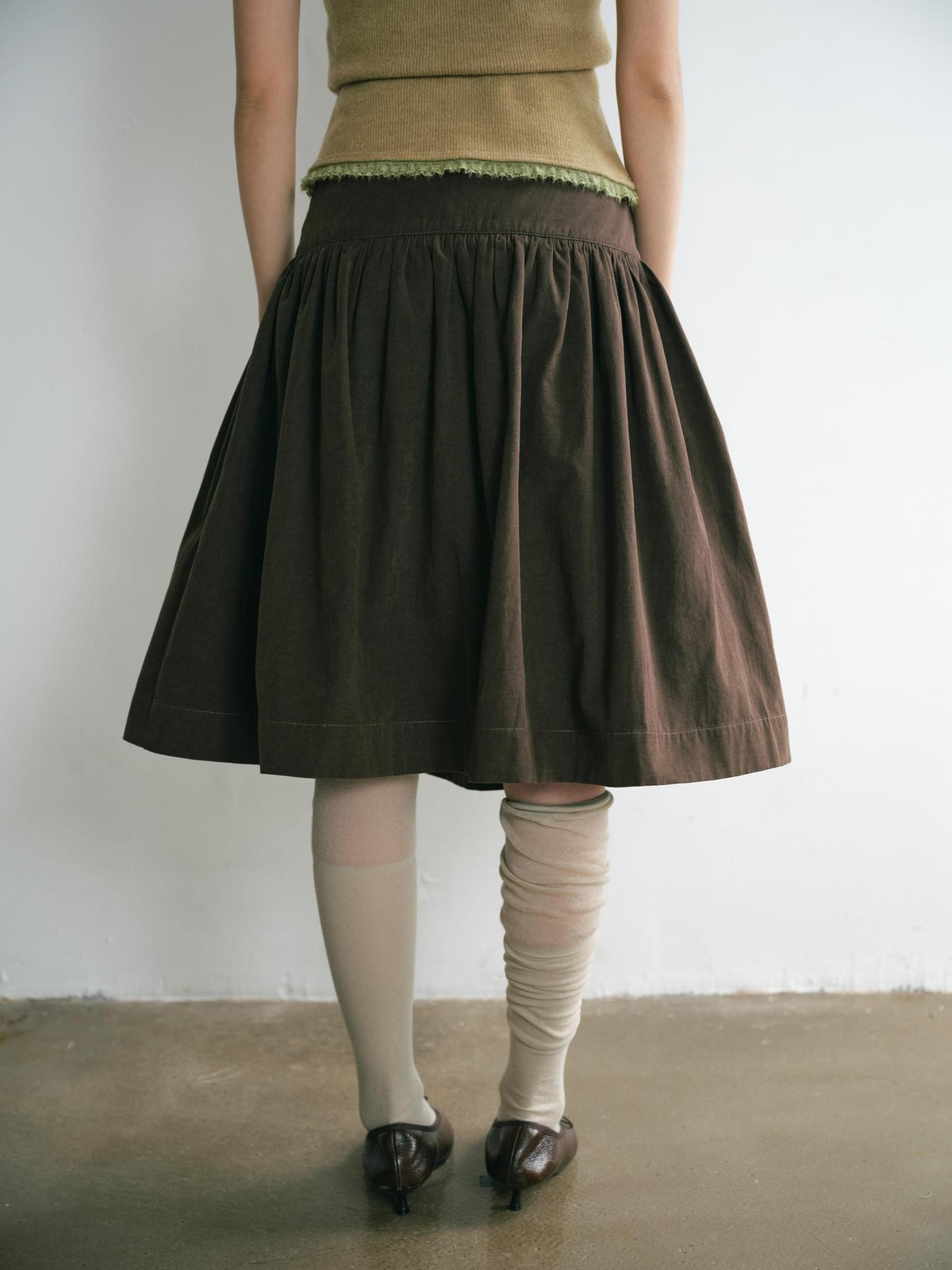 Dorydory Vintage High Waist Pleated Flared Cotton Women&