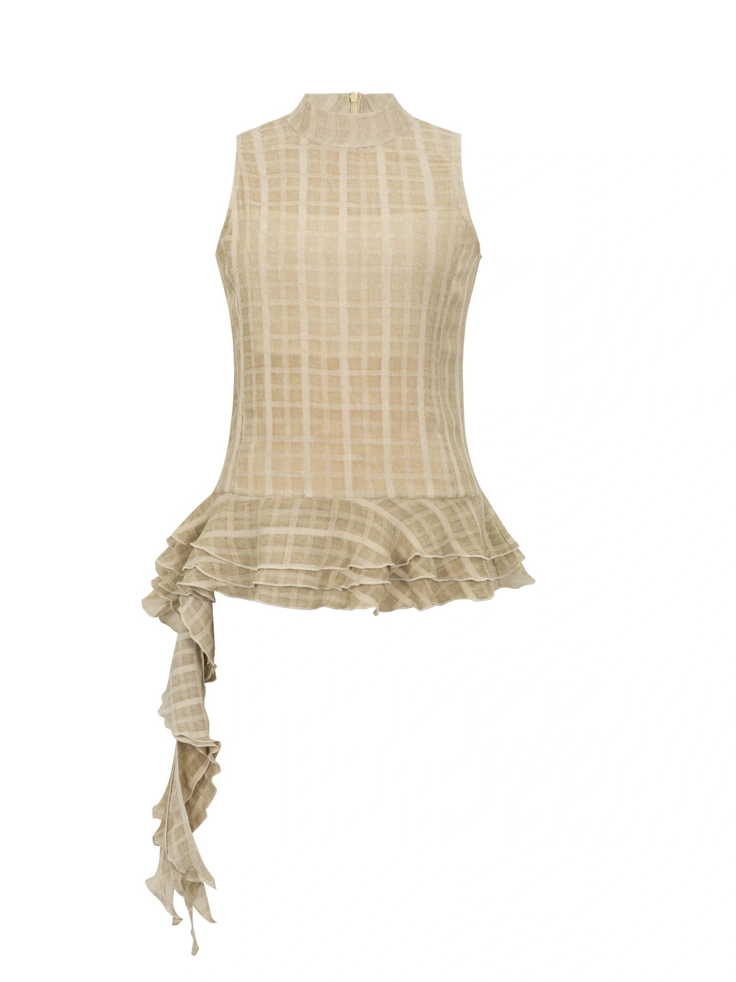 Vintage Lace Trim Checked Bustier Top