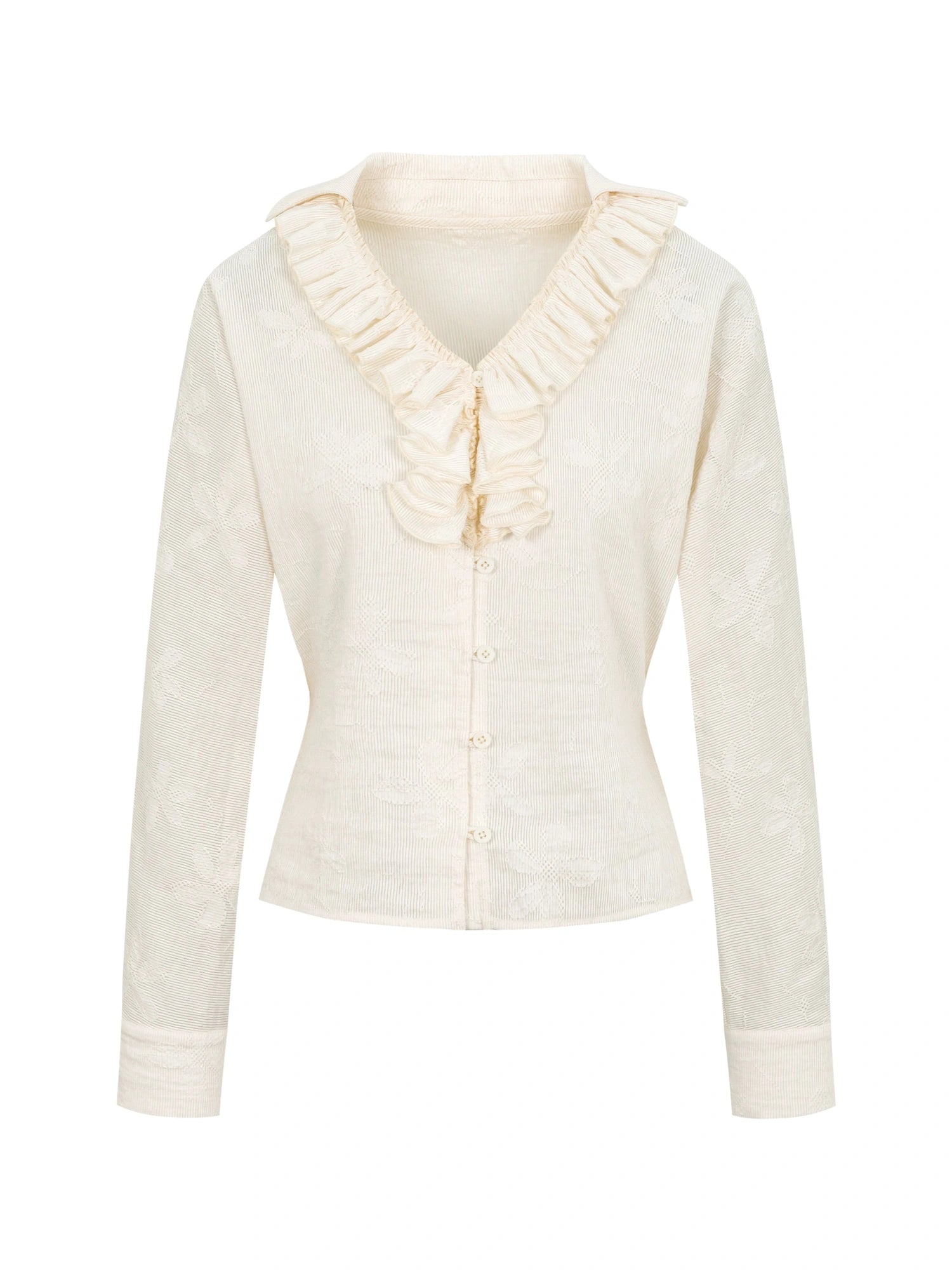 Vintage Lace Trimmed V-Neck Blouse With Floral Lace