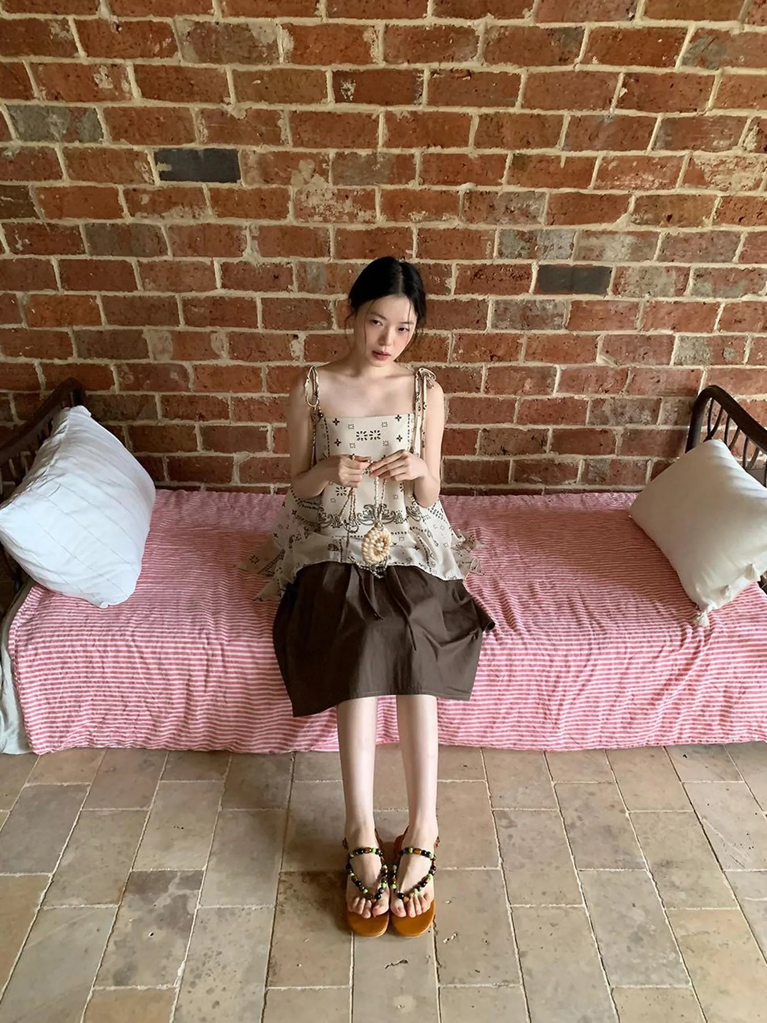 Vintage Paisley Silk Camisole Top With Low Back