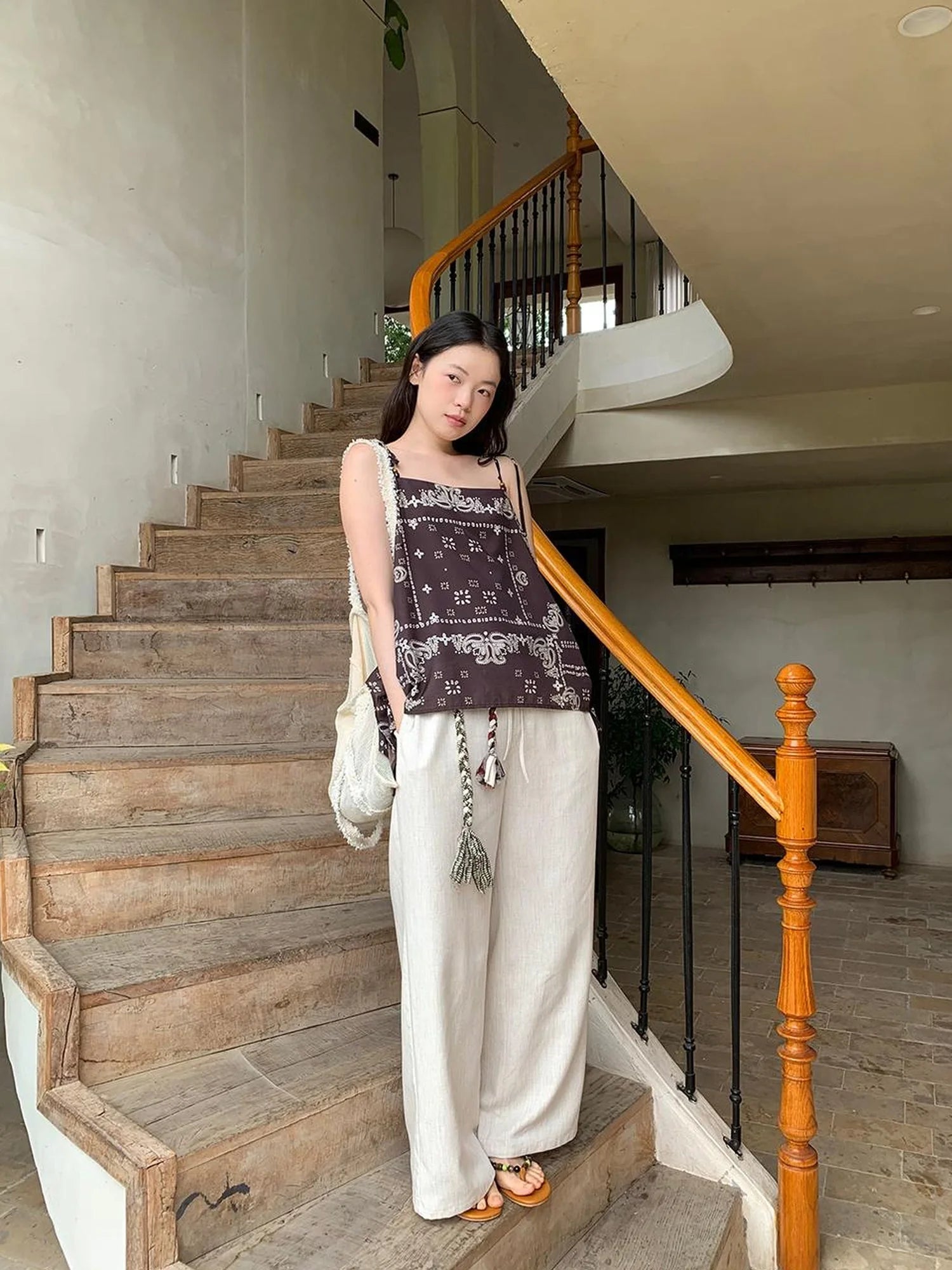 Vintage Paisley Silk Camisole Top With Low Back