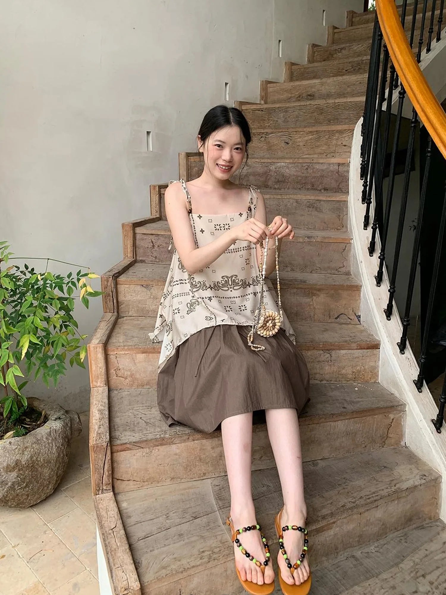 Vintage Paisley Silk Camisole Top With Low Back