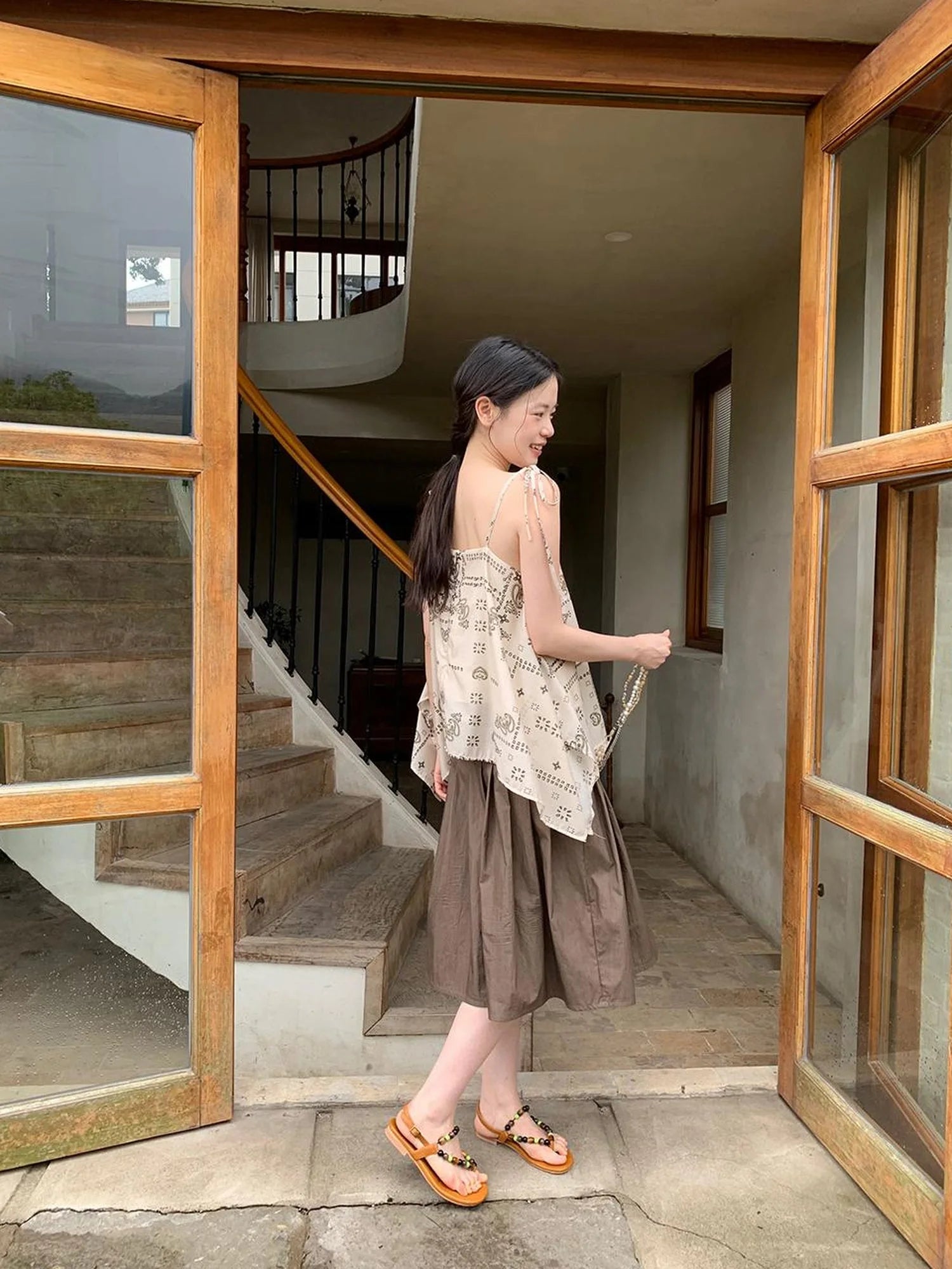 Vintage Paisley Silk Camisole Top With Low Back