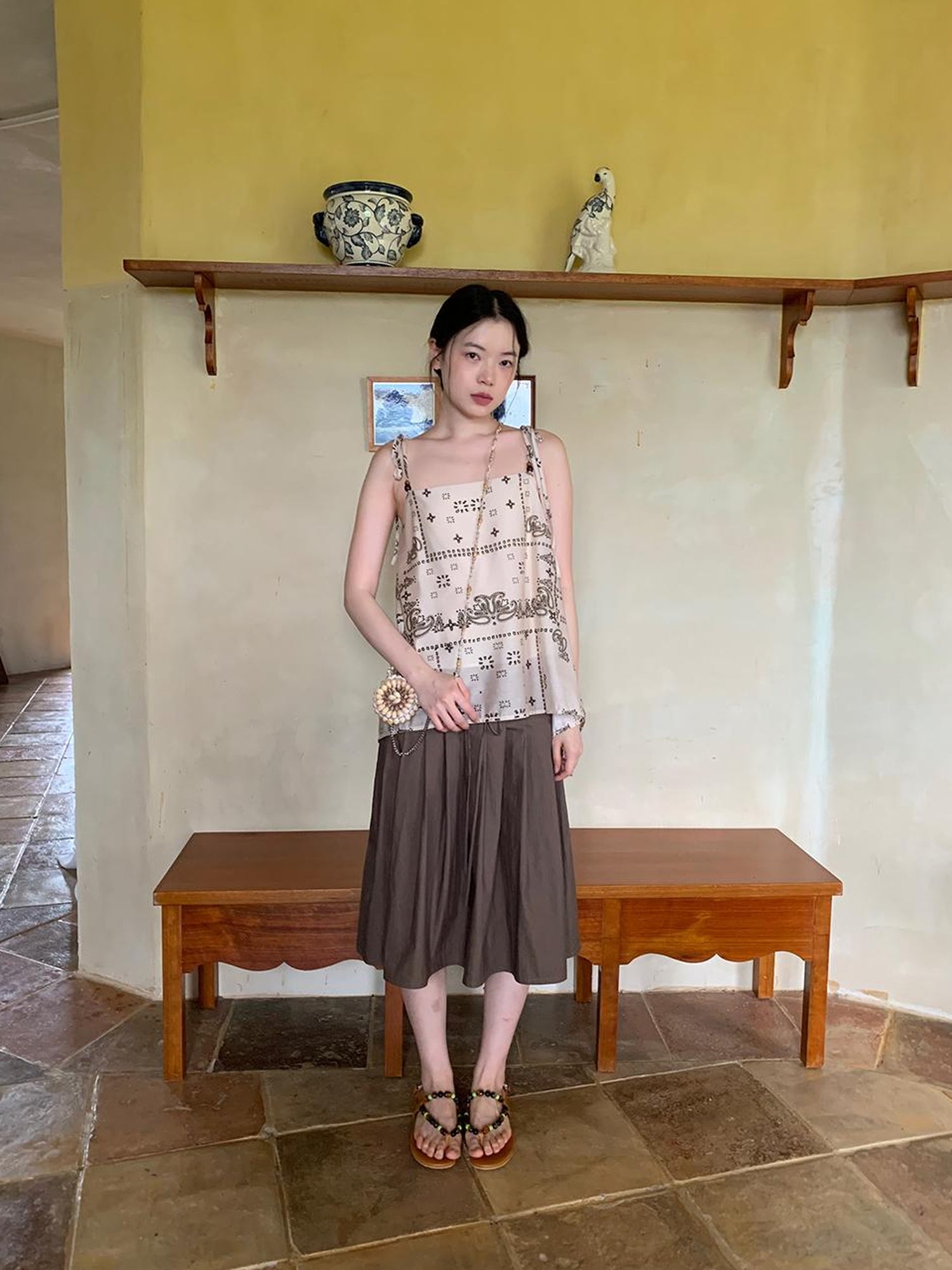 Dorydory Vintage Paisley Silk Camisole Top With Low Back