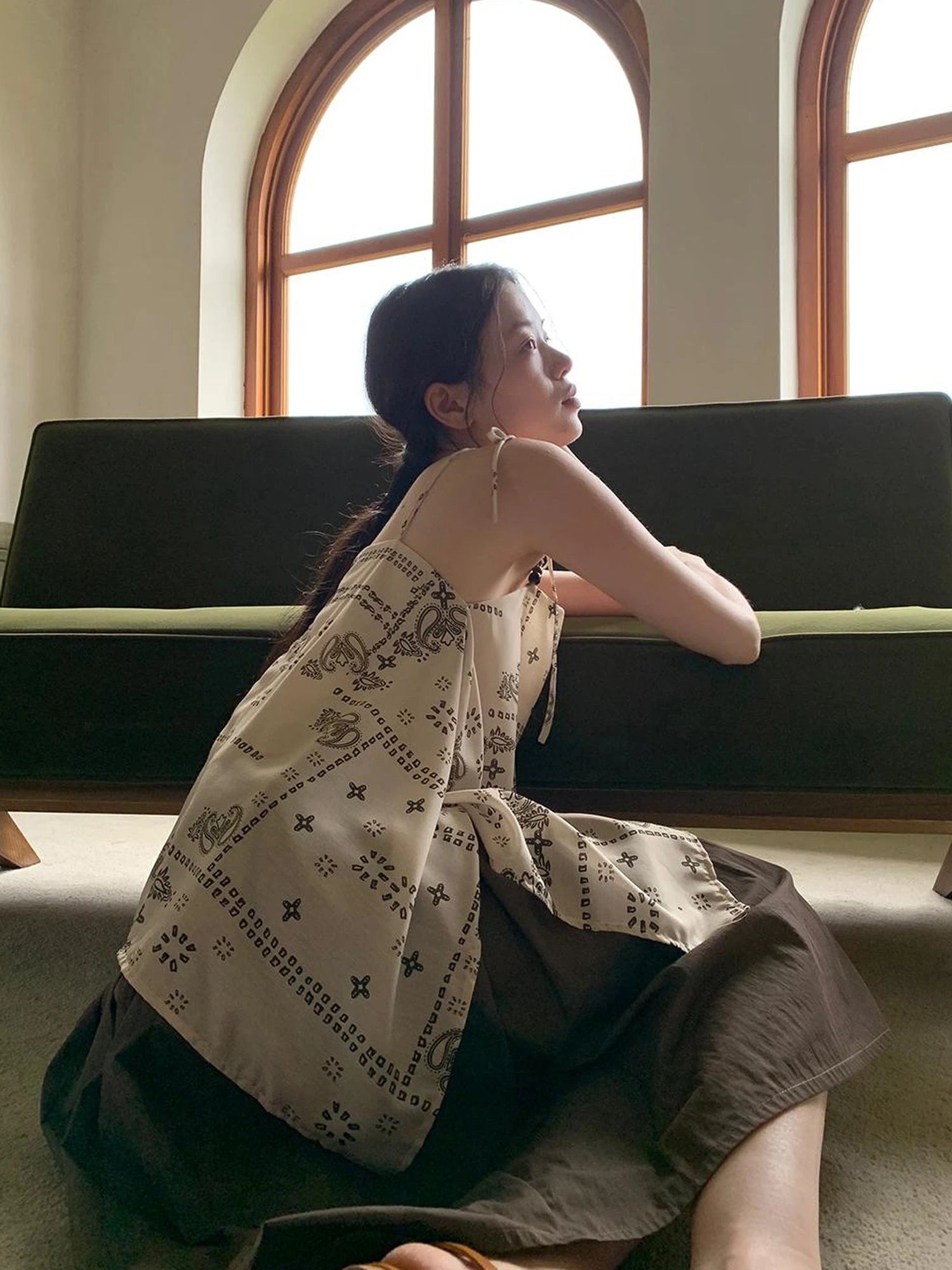 Vintage Paisley Silk Camisole Top With Low Back