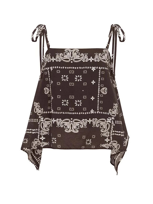 Vintage Paisley Silk Camisole Top With Low Back