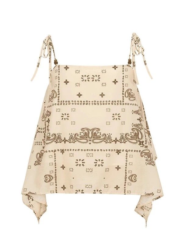 Vintage Paisley Silk Camisole Top With Low Back