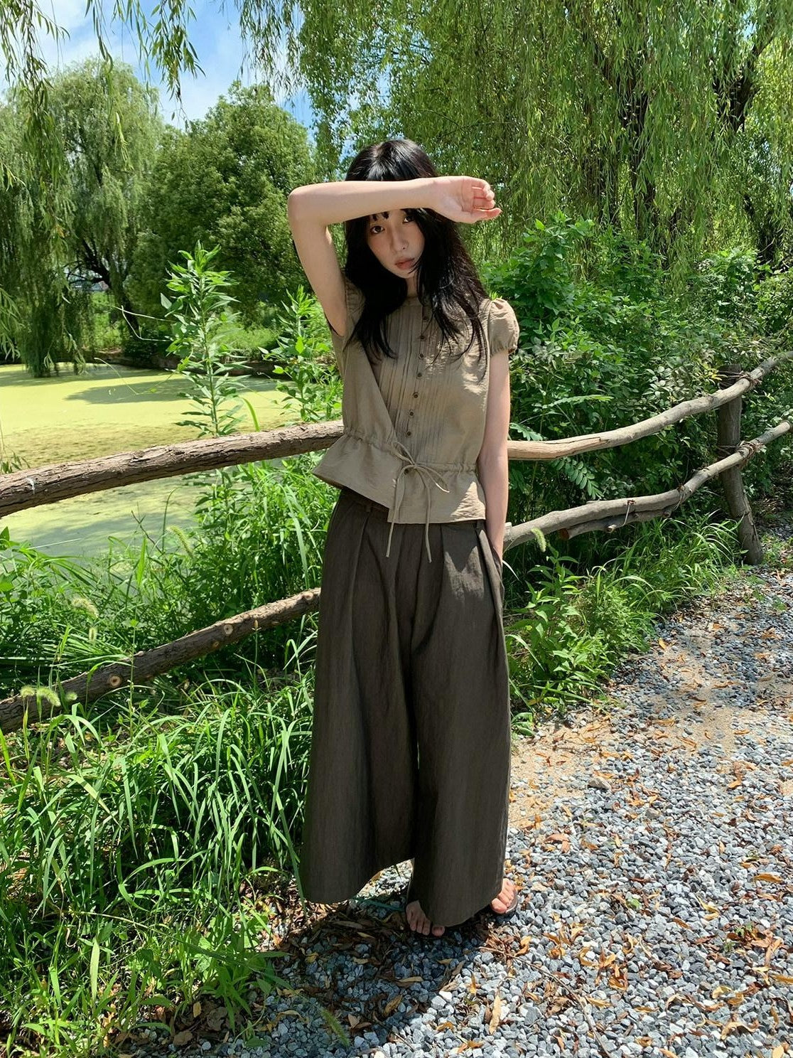 Dorydory Vintage Pleated A Line High Waist Women&