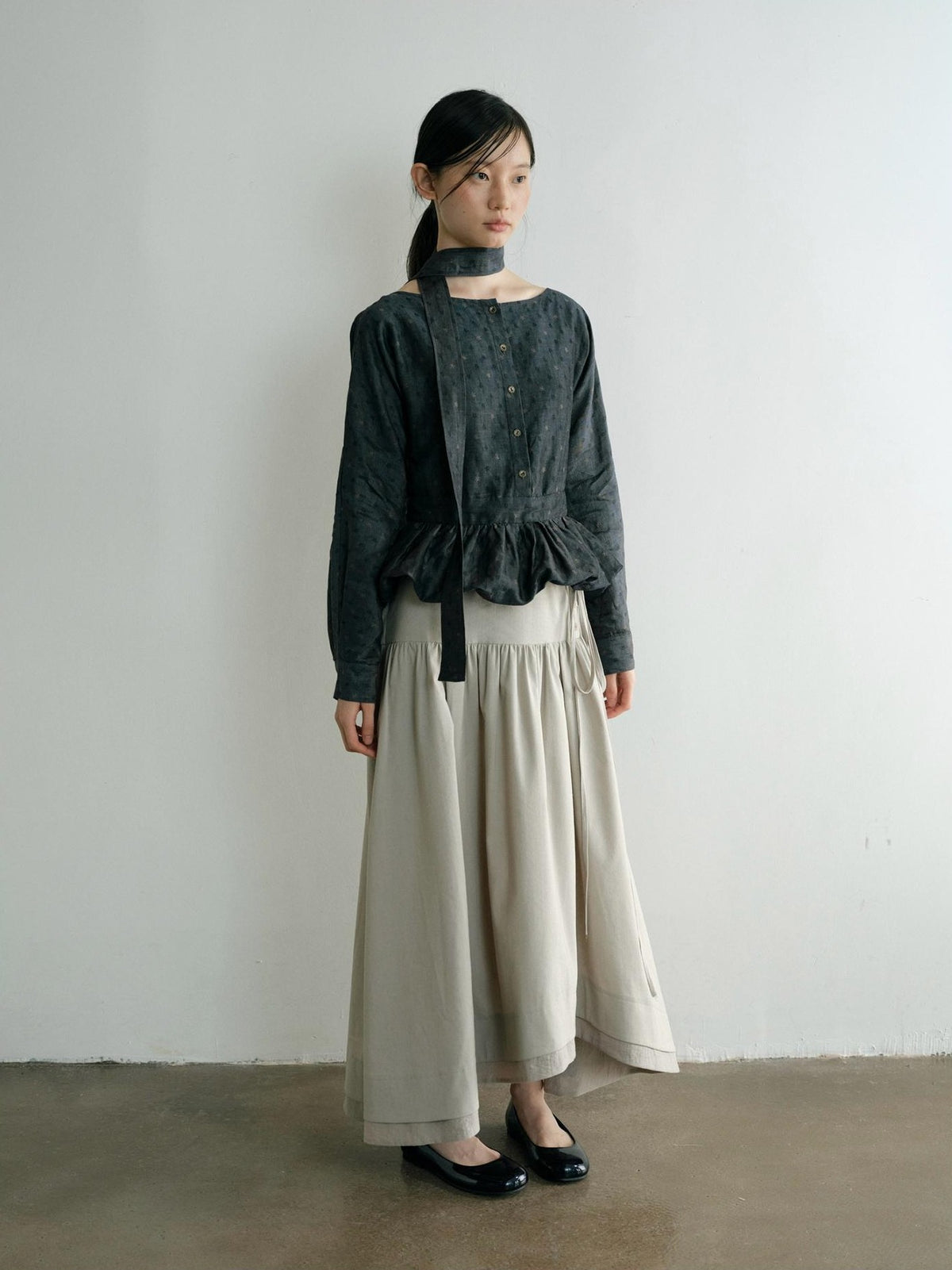 Dorydory Vintage Ruffle Long Sleeve Loose Fit Linen Cotton Women&