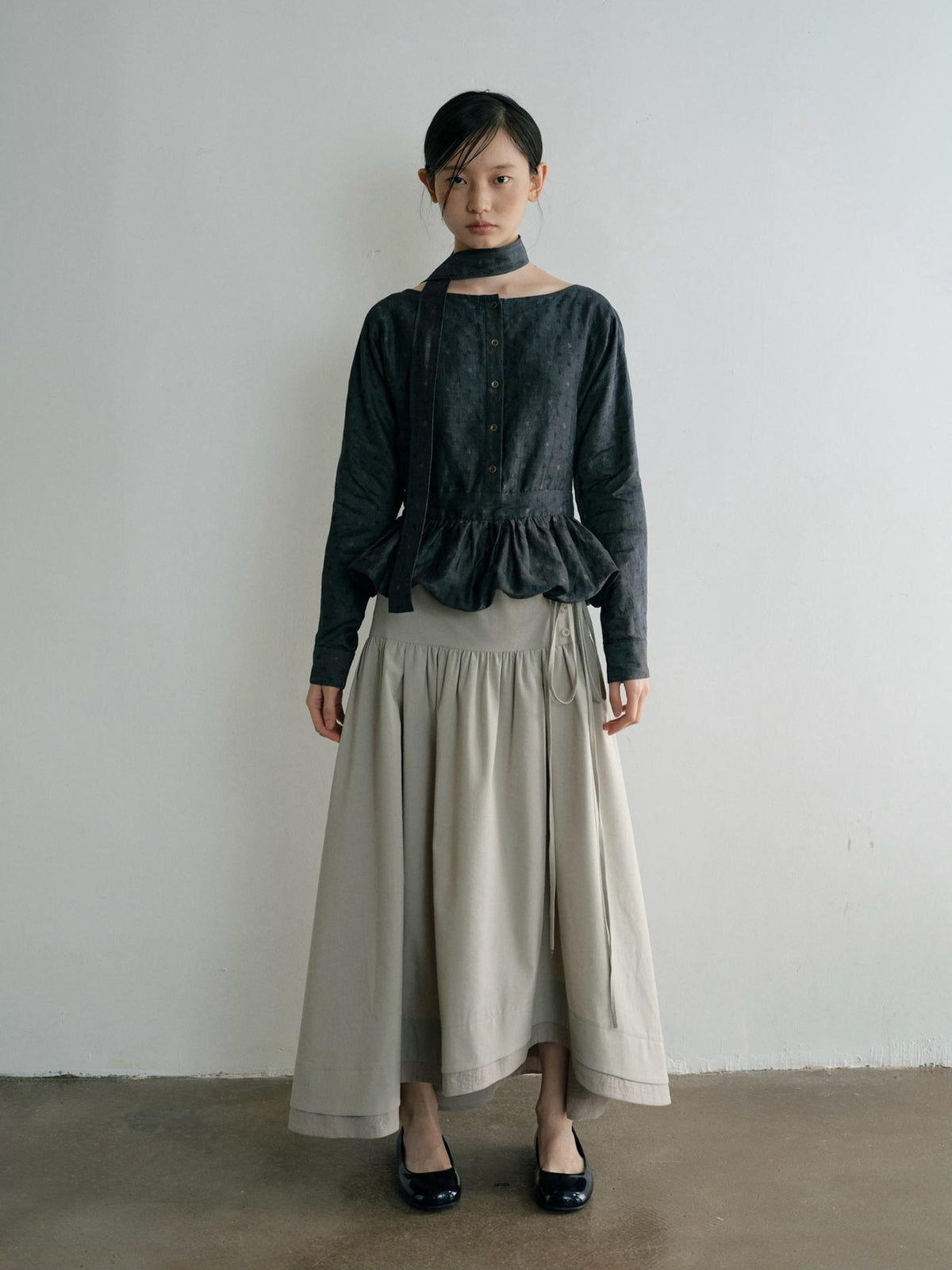 Dorydory Vintage Ruffle Long Sleeve Loose Fit Linen Cotton Women&