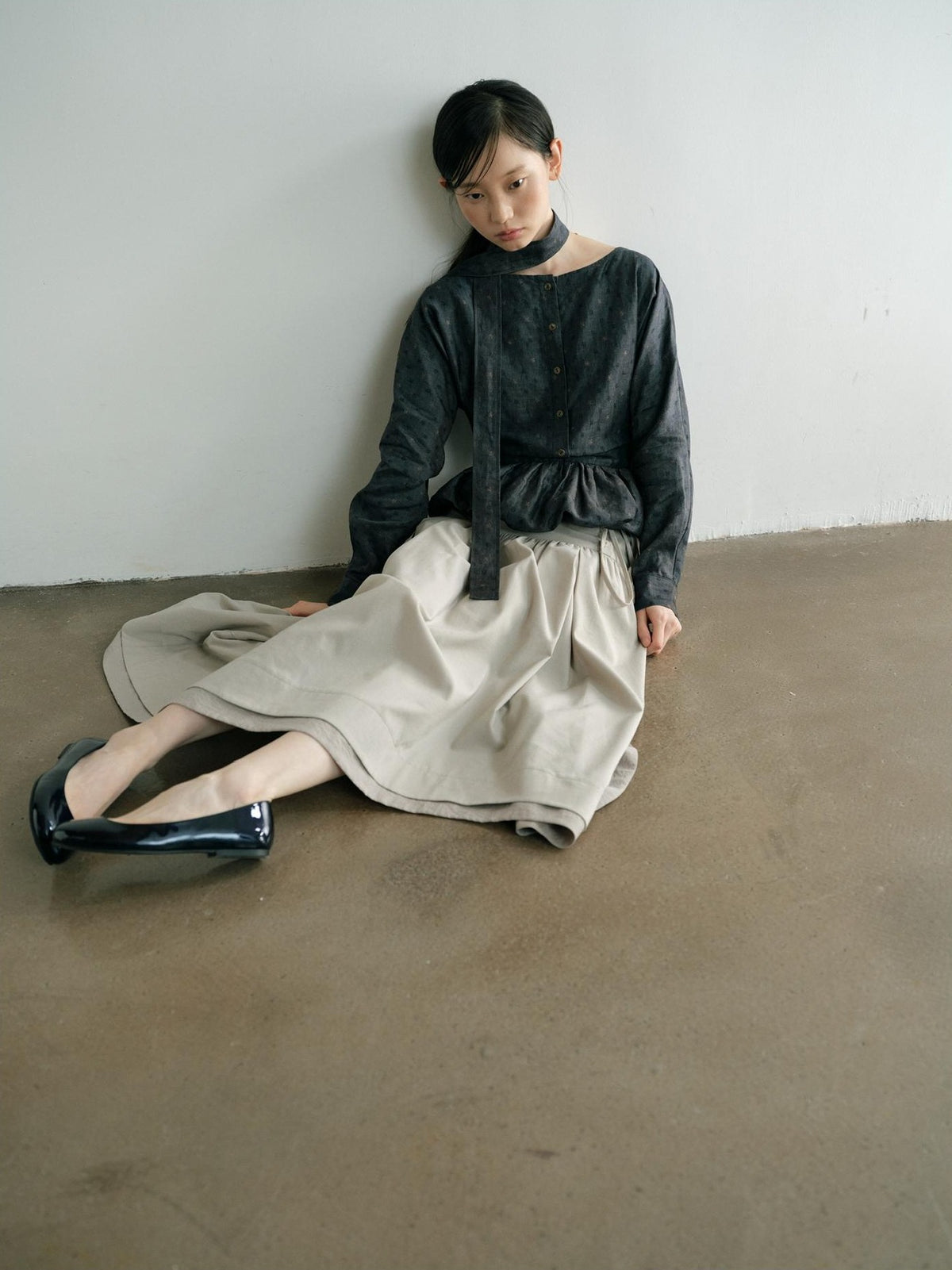 Dorydory Vintage Ruffle Long Sleeve Loose Fit Linen Cotton Women&