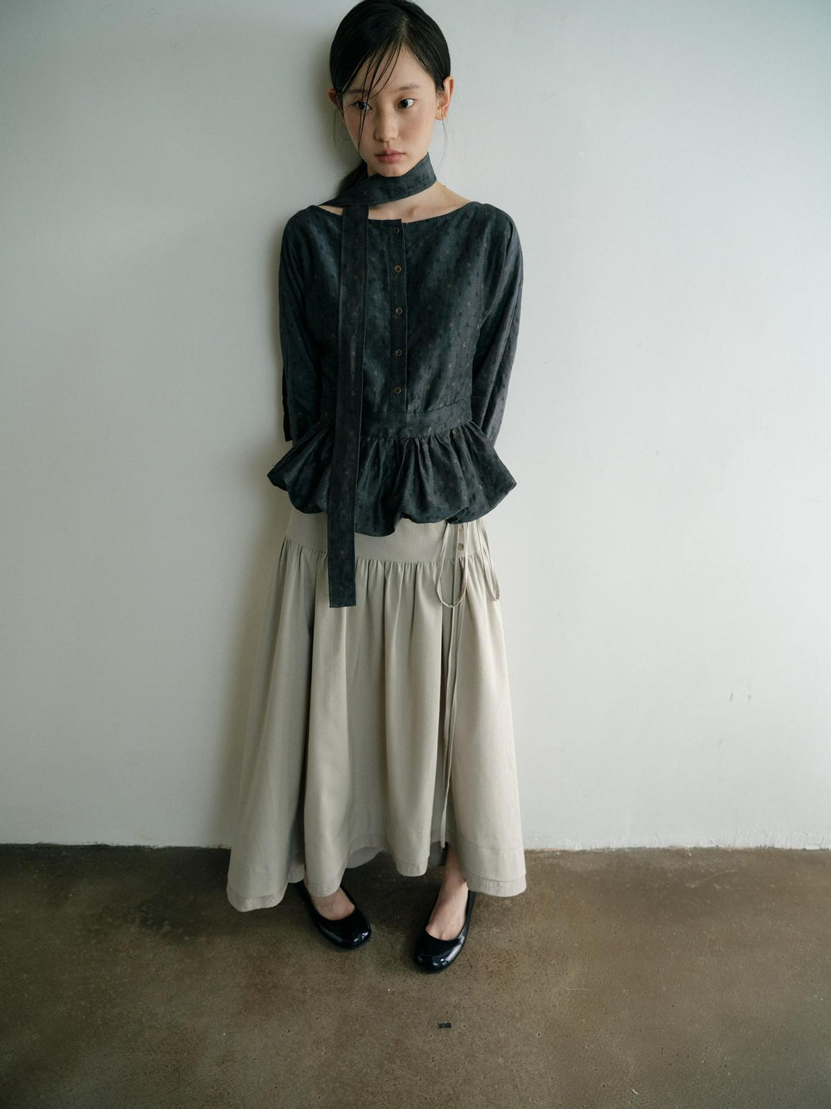 Dorydory Vintage Ruffle Long Sleeve Loose Fit Linen Cotton Women&