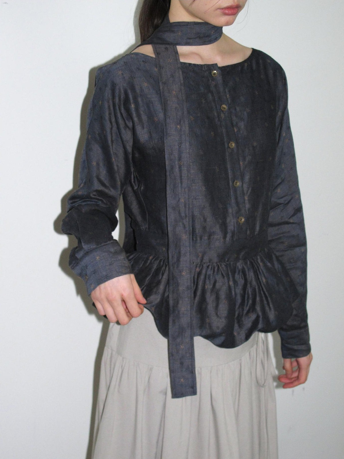 Dorydory Vintage Ruffle Long Sleeve Loose Fit Linen Cotton Women&
