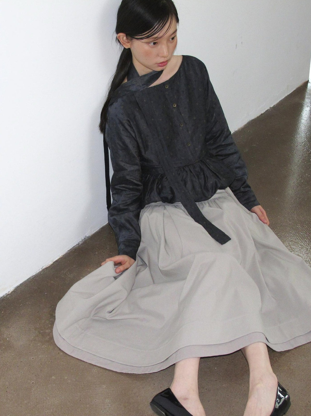 Dorydory Vintage Ruffle Long Sleeve Loose Fit Linen Cotton Women&