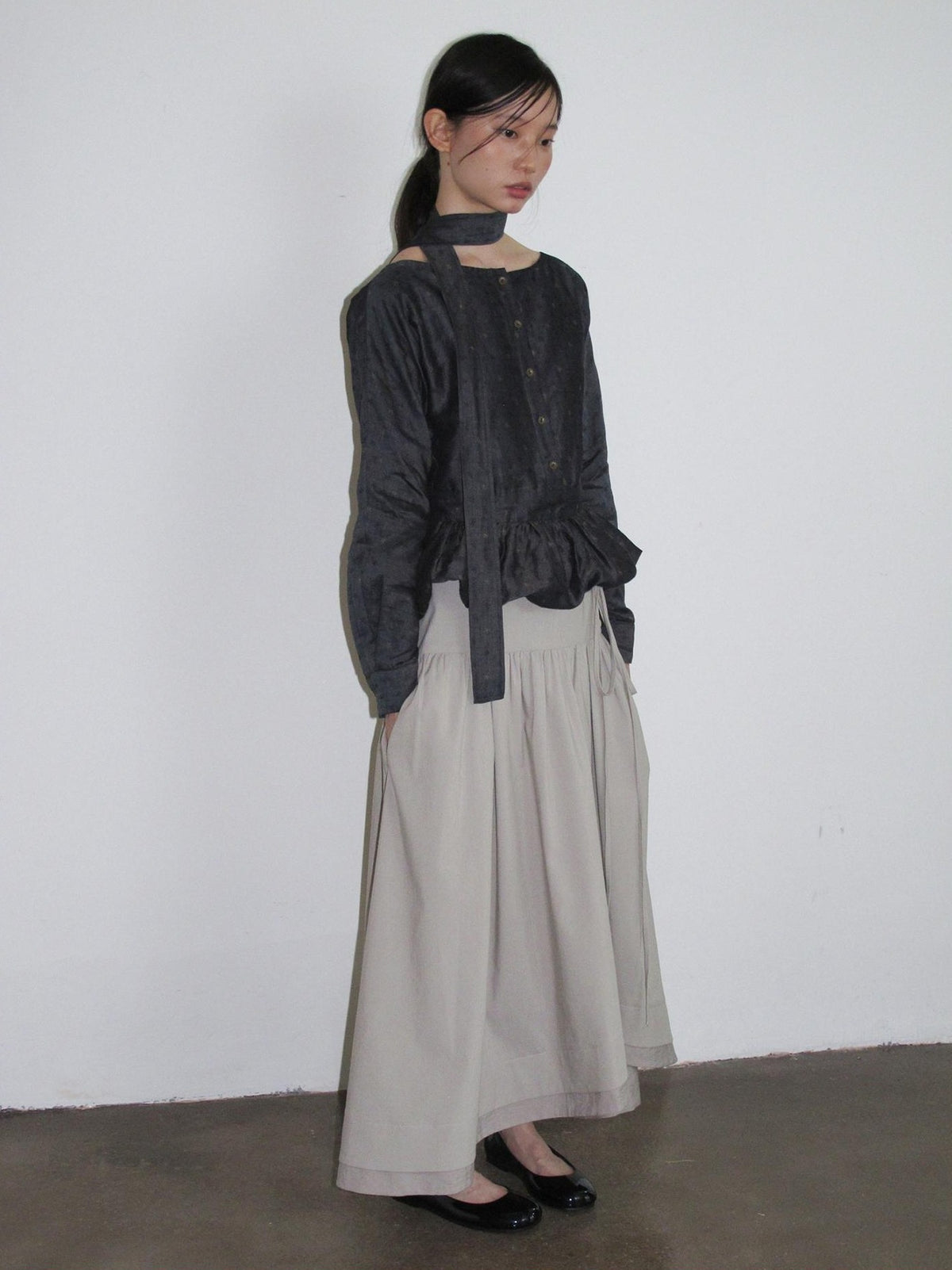 Dorydory Vintage Ruffle Long Sleeve Loose Fit Linen Cotton Women&