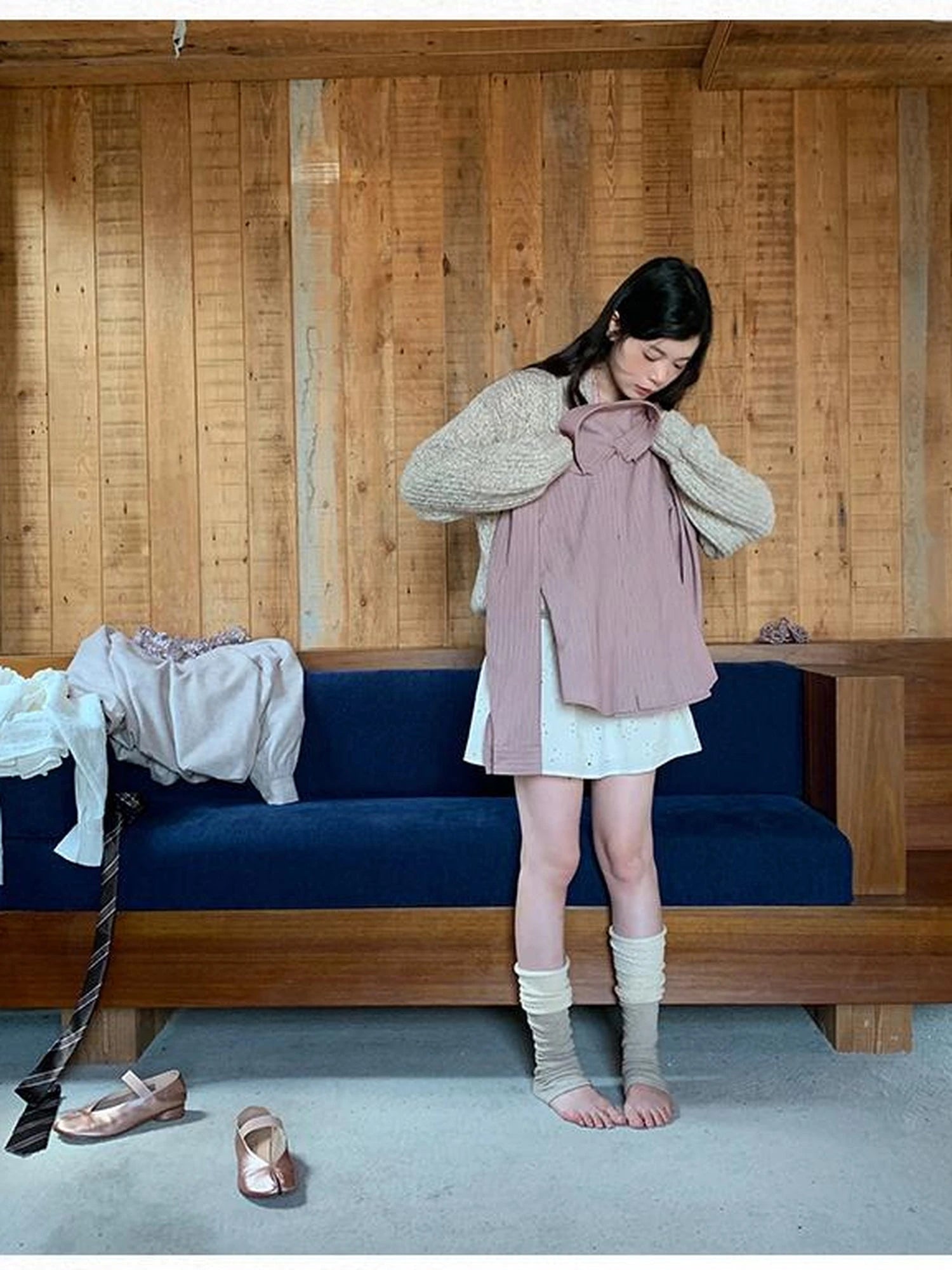 Vintage Textured Cable Knit Cardigan With Horn Buttons