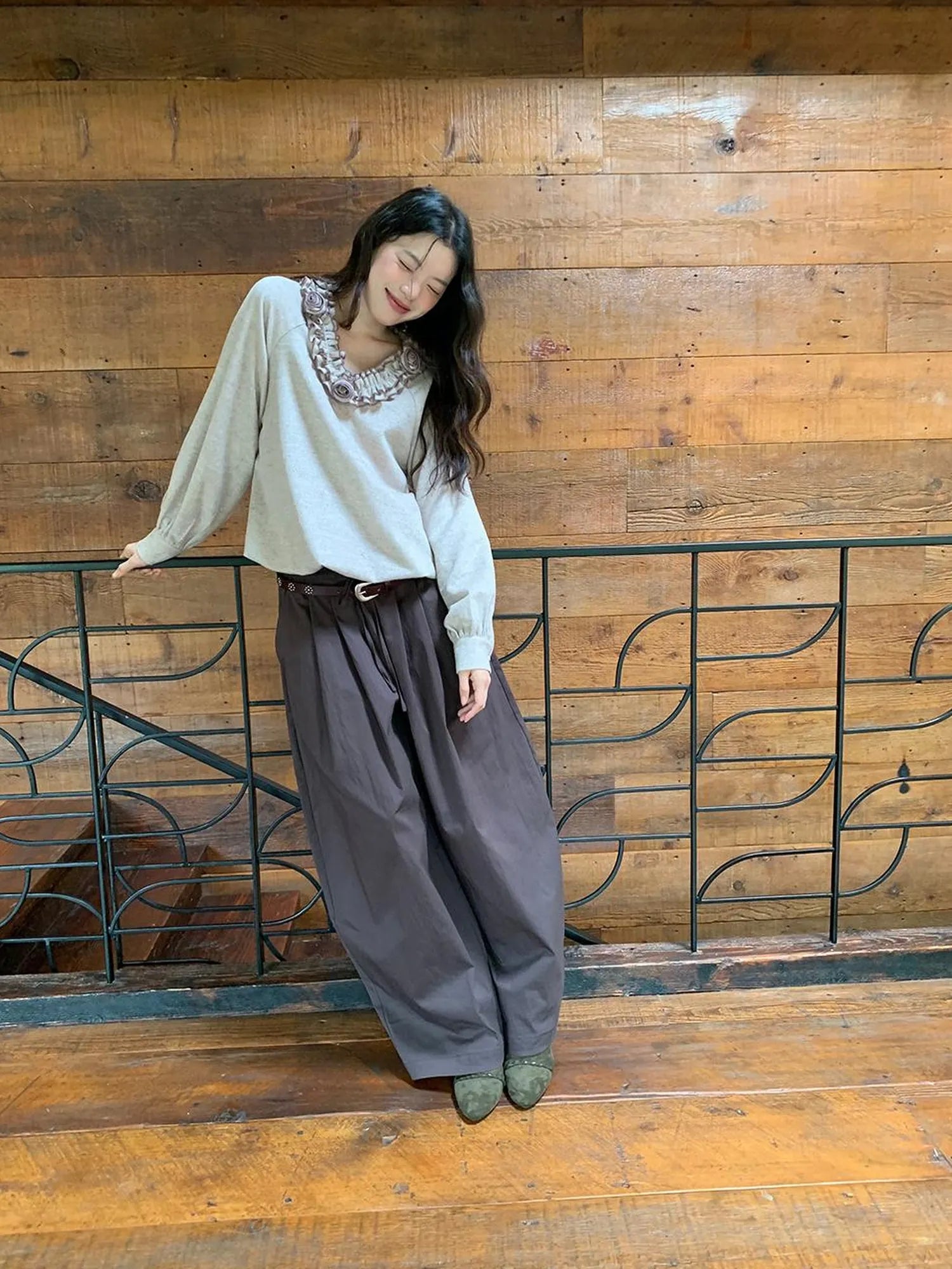 Vintage Tie Waist Relaxed Balloon Trousers