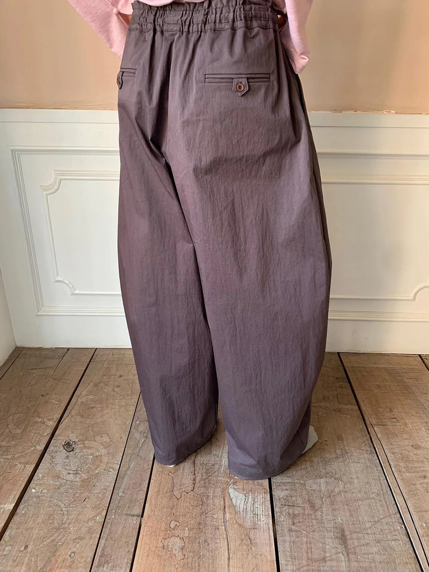 Vintage Tie Waist Relaxed Balloon Trousers