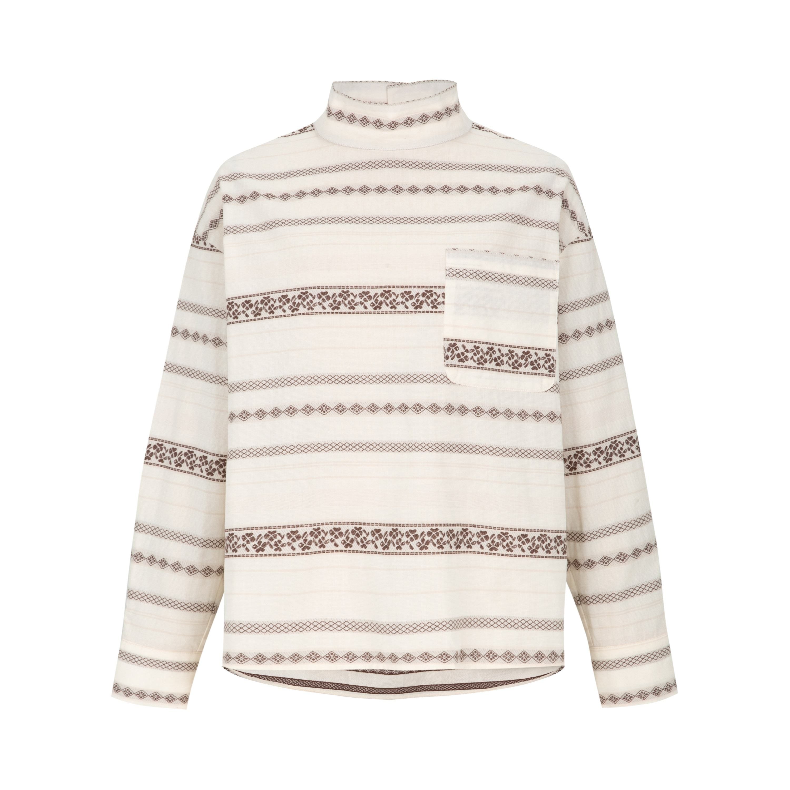 Dorydory_Yarn_Dyed_Jacquard_Stripe_Stand_Collar_Women&