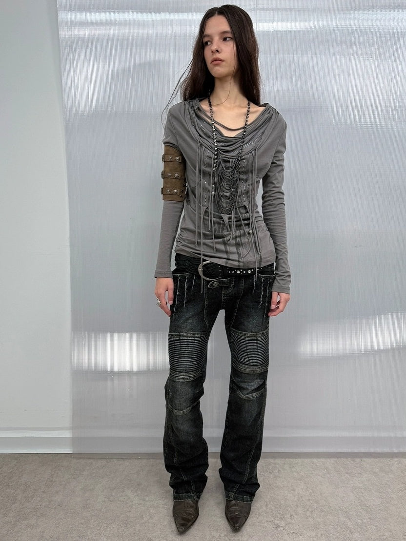 DoublePunch 100% Cotton Breathable Vintage Slim Scoop Neck Women Feather Print T-Shirt