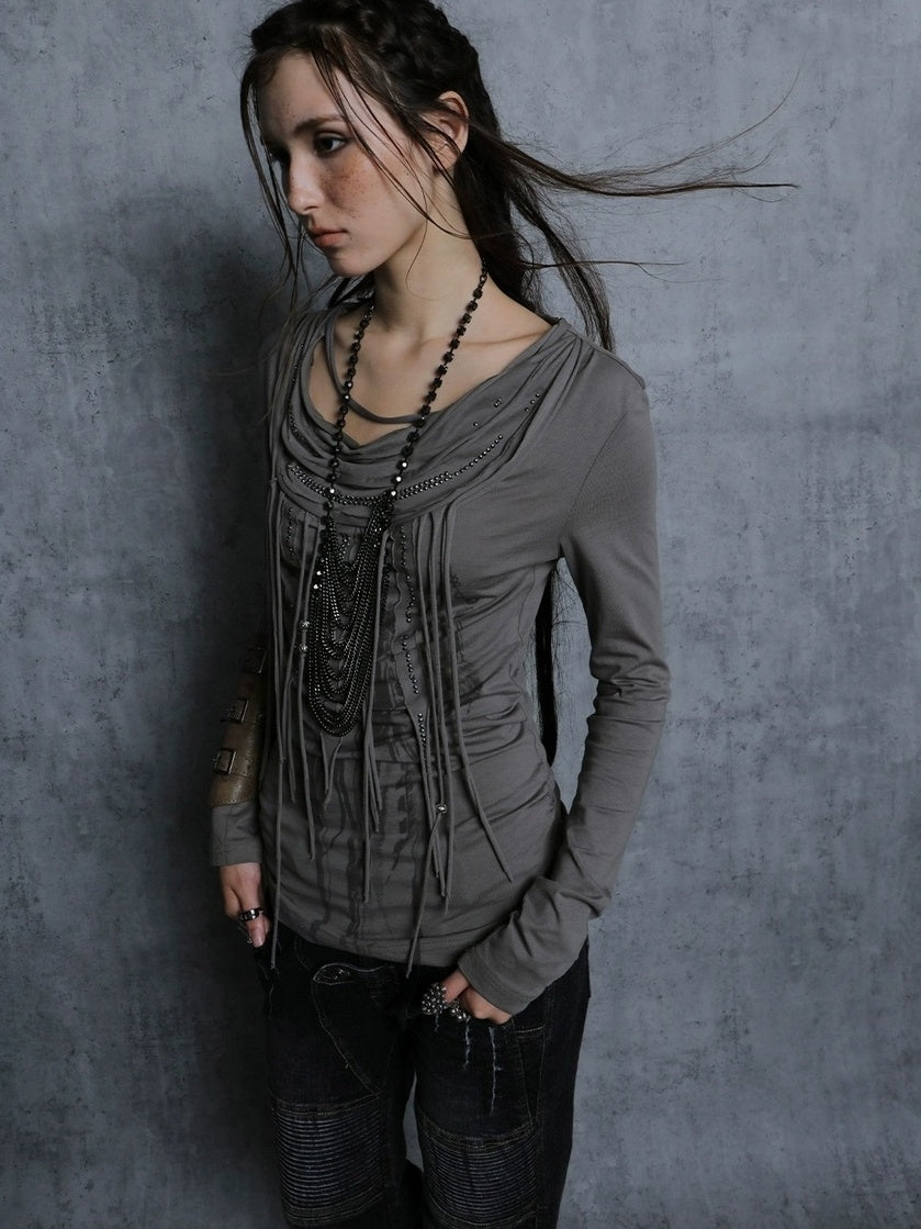 DoublePunch 100% Cotton Breathable Vintage Slim Scoop Neck Women Feather Print T-Shirt